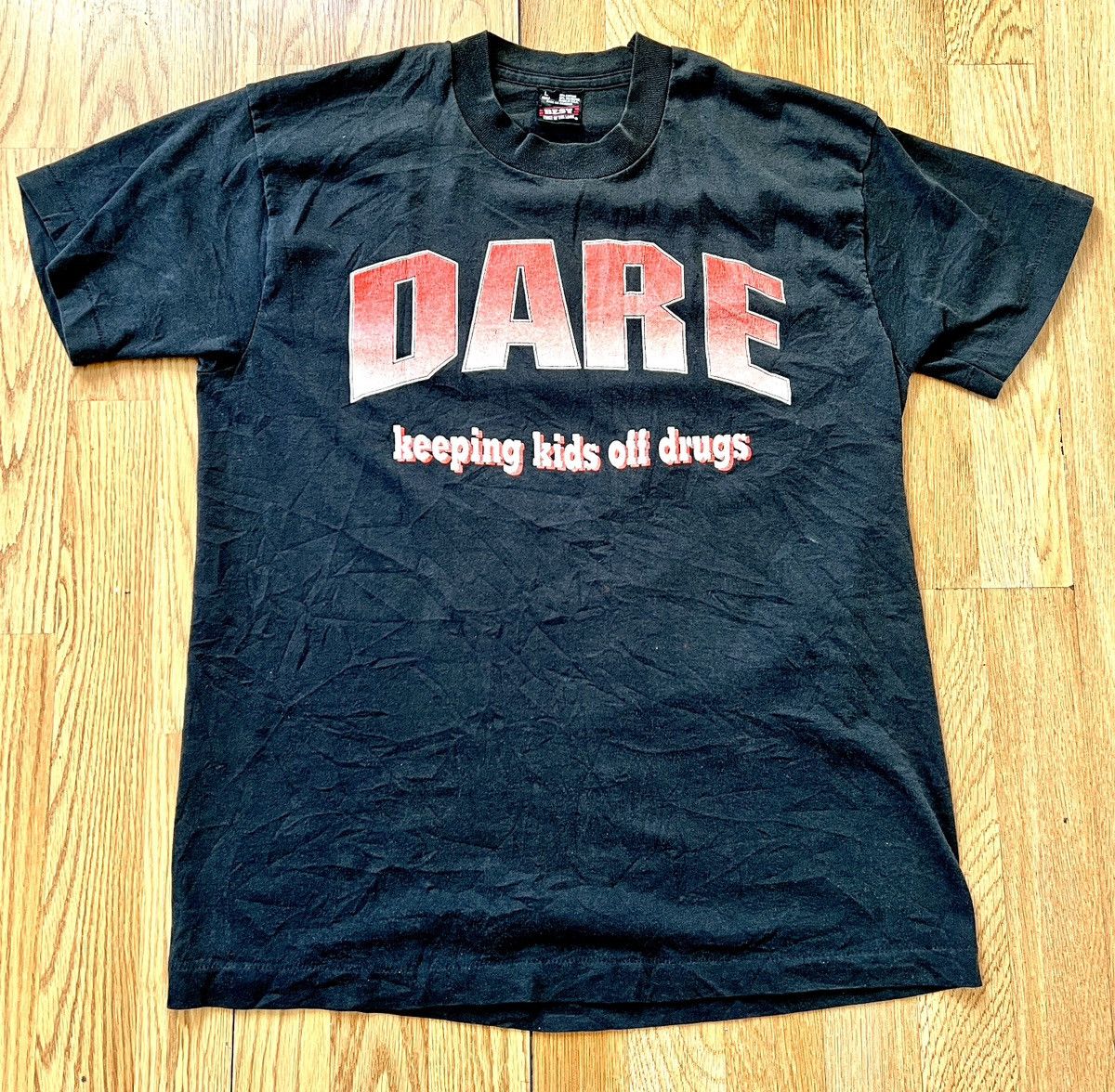 Image of Band Tees x Fruit Of The Loom Vintage Dare Black Tshirt L Fruit Of The Loom 90's Tee Top (Size XL)