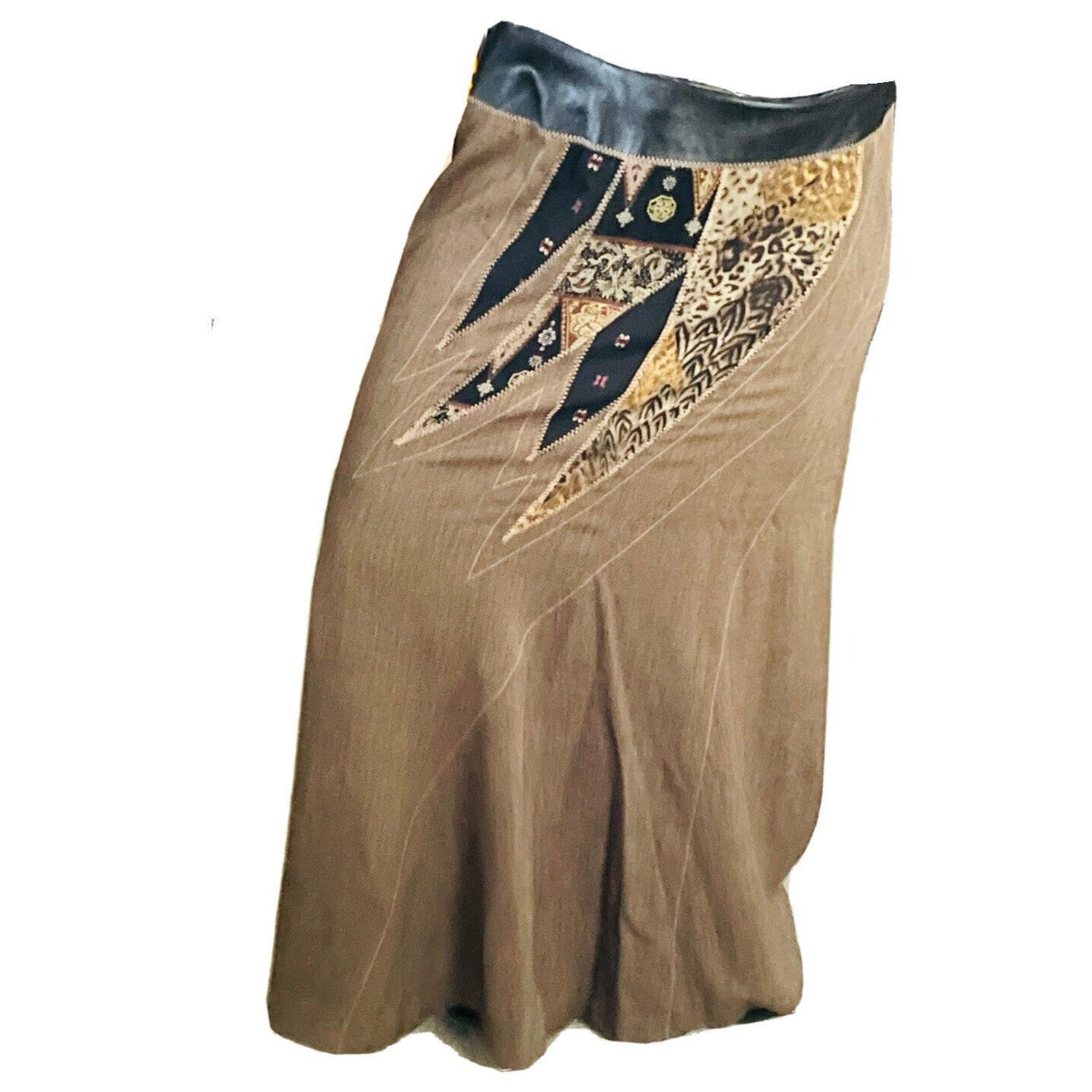 Other KOOS OF COURSE ART TO WEAR Skirt Tweed Animal Print Leather Size 42" / US 20 - 1 Thumbnail