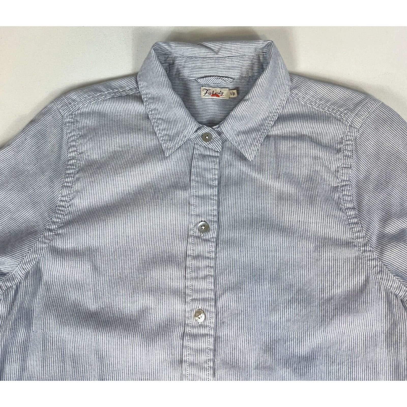 Faherty Faherty Women's Bayview Stretch Cotton Shirt Dress Oxford-Stripe Sz S White and Blue Shirt Dress Womens Size S / US 4 / IT 40 - 7 Thumbnail
