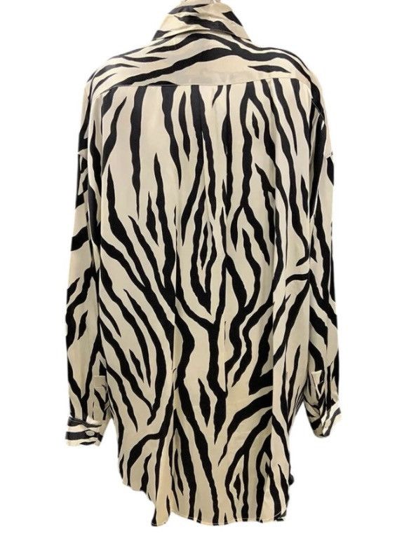 Other Vintage Brett Harrison Silk Zebra Print Blouse Black Ivory Size XL / US 12-14 / IT 48-50 - 5 Thumbnail