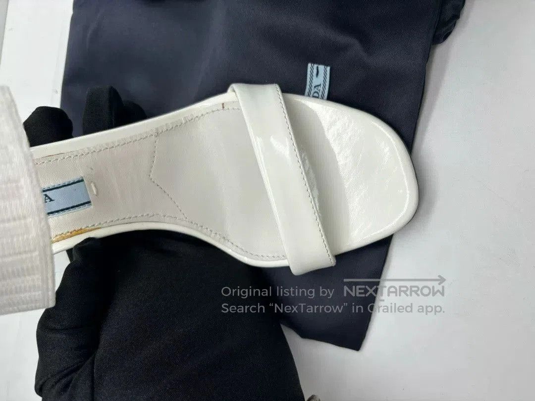 Prada Prada White Patent Leather Heeled Sandals. Size US 4 / IT 34 - 4 Thumbnail
