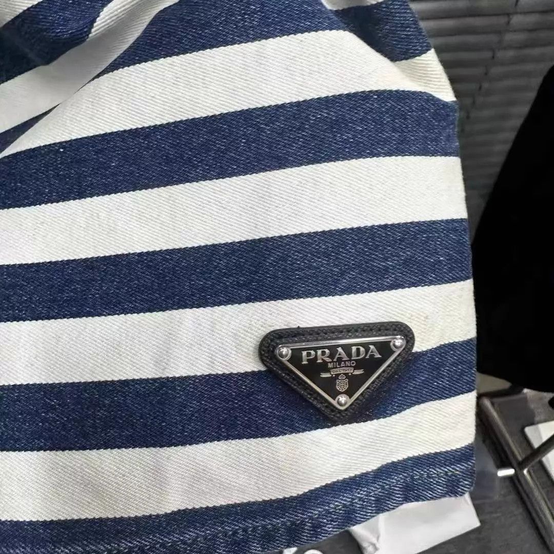 Prada Prada Striped Metal Triangle Logo Skirt Pants 40 New w/ Tags Size 27" / US 4 / IT 40 - 2 Thumbnail