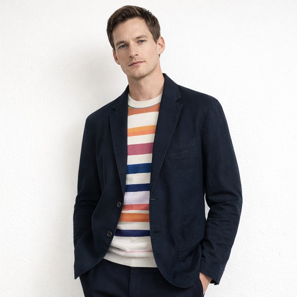 Paul Smith Paul Smith Red Ear Navy Cotton twill unstructured Blazer L Size 42R - 1 Thumbnail
