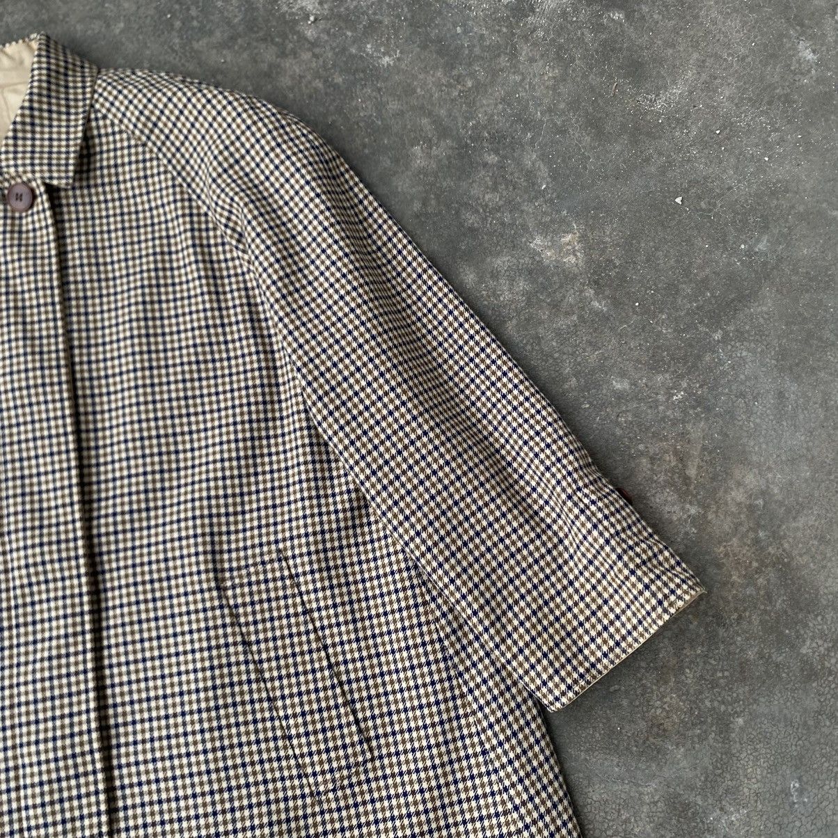 Aquascutum Aquascutum Reversible Houndstooth Balmacaan & Beige Mac Coat Size XL / US 12-14 / IT 48-50 - 8 Thumbnail