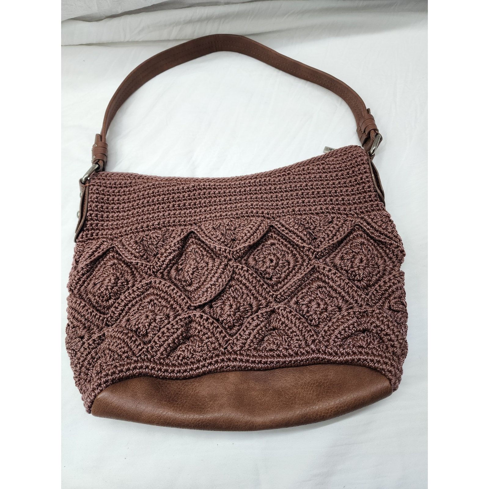 The Sak The Sak Crocheted handbag purse clean w/ leather btm & strap Size ONE SIZE - 2 Thumbnail