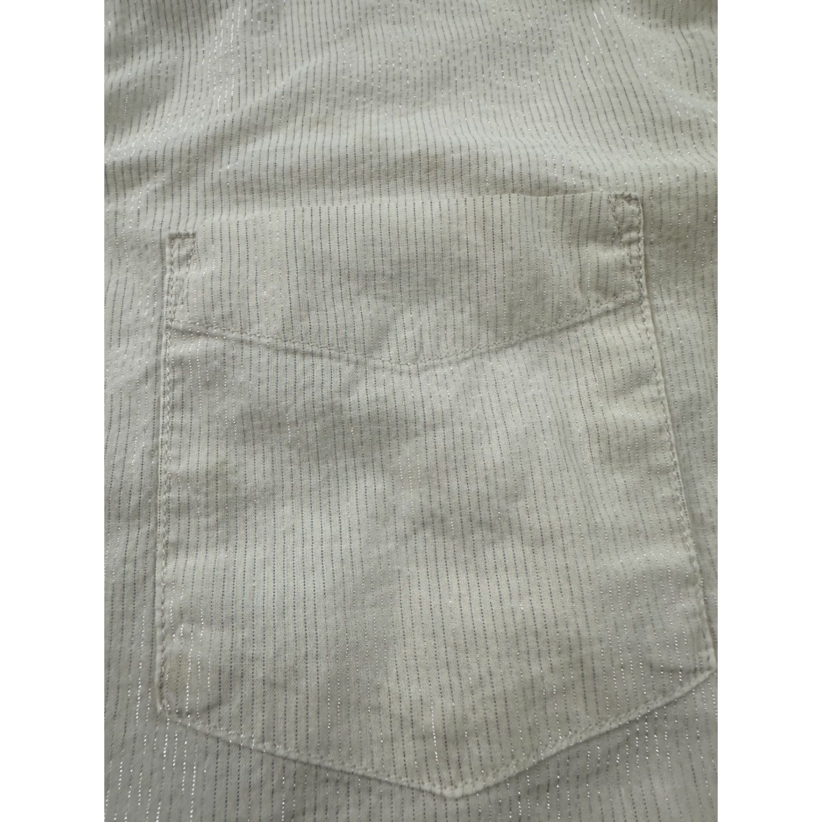 Gap Gap Shirt Womens Medium Beige Metallic The Big Long Sleeve Collared Button Down Size M / US 6-8 / IT 42-44 - 4 Thumbnail