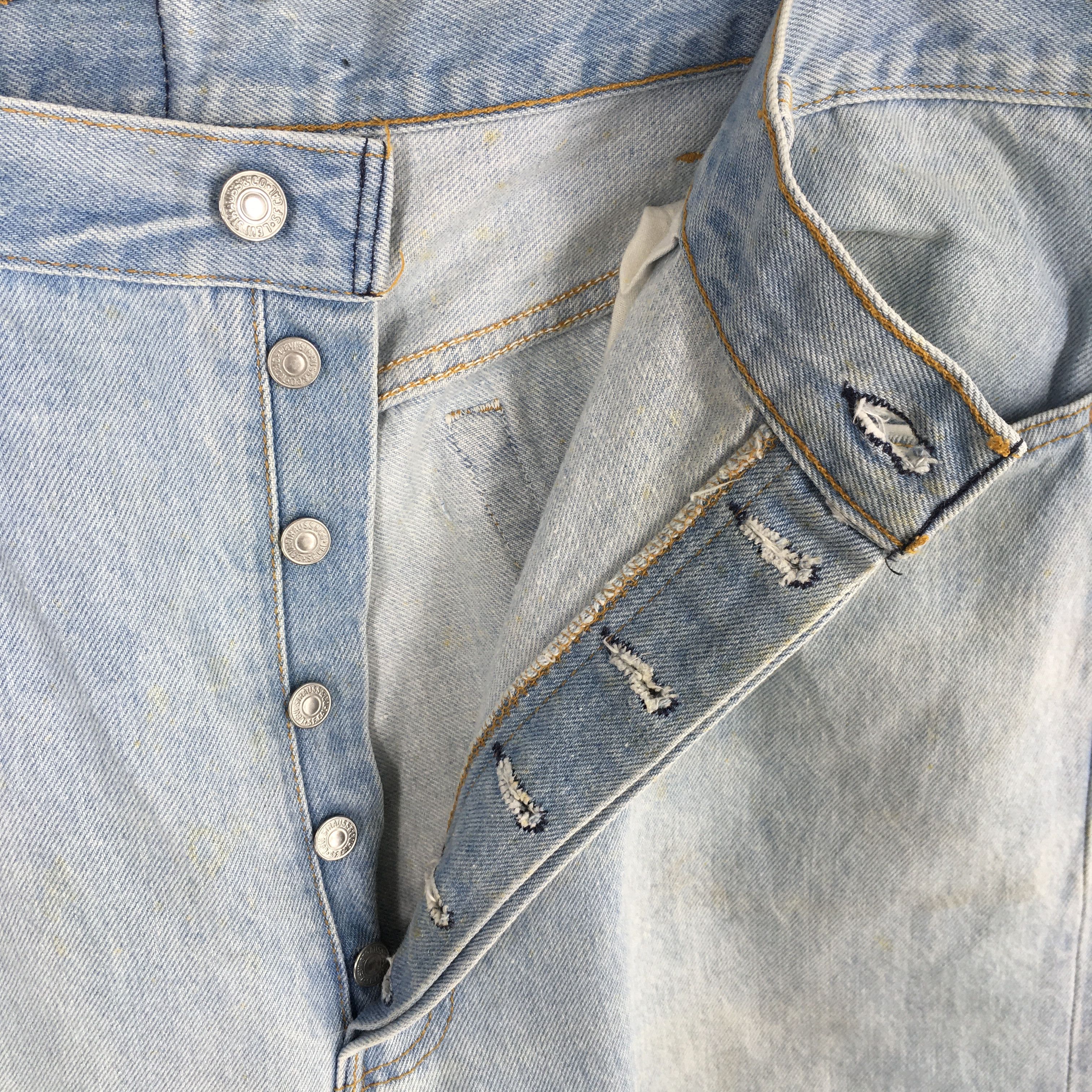 Levi's Size 38x35.5 Vintage 90s Levi's 501 Faded Blue Jeans Size US 30 / EU 46 - 6 Thumbnail