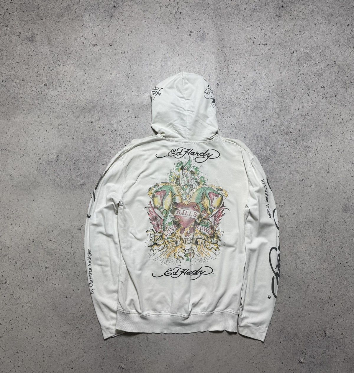 Ed Hardy Ed Hardy Skull White Women’s Full Zip Hoodie Size M / US 6-8 / IT 42-44 - 1 Thumbnail