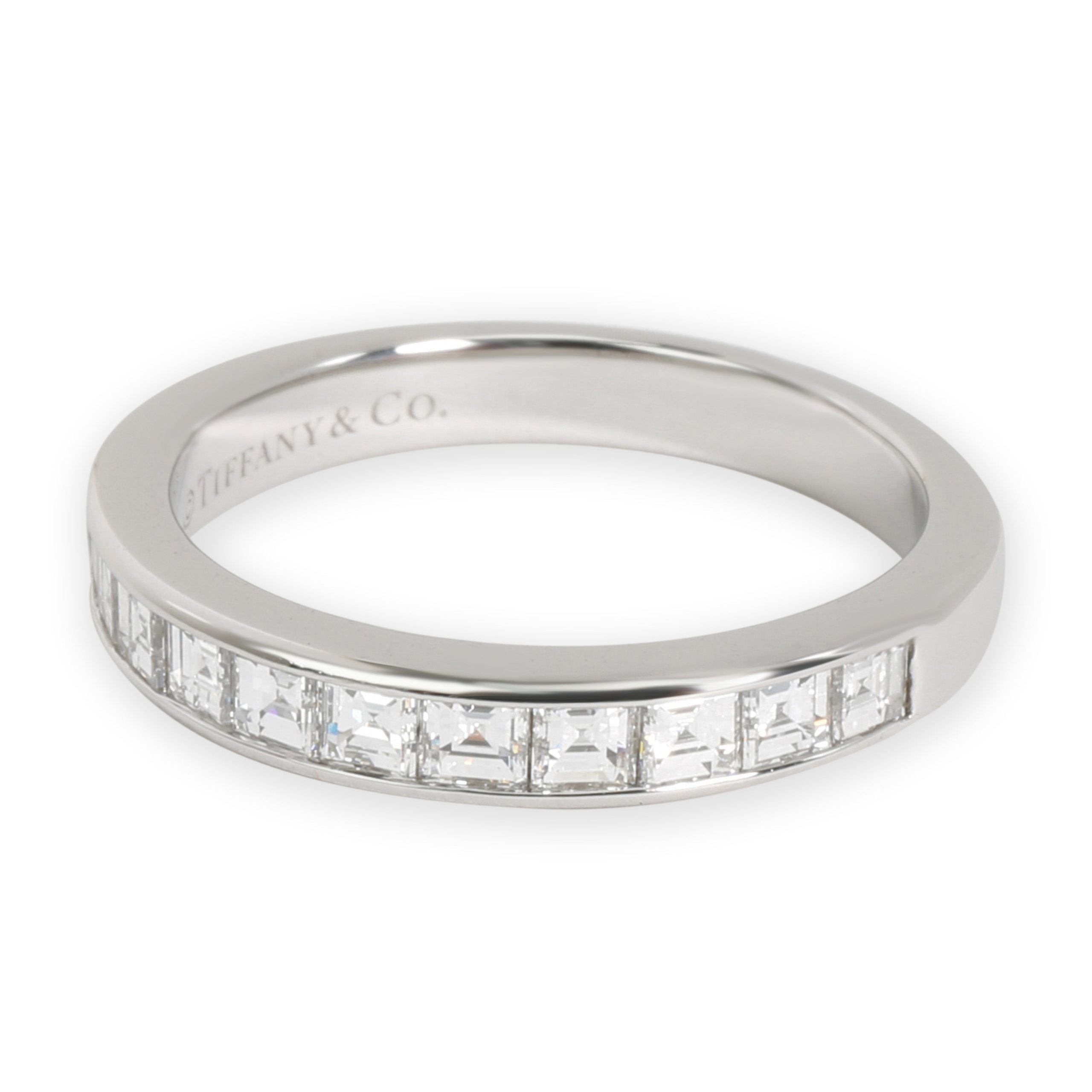 image of Tiffany Co Tiffany & Co. 9 Stone Asscher Diamond Band In Platinum 1 Ctw in Silver, Women's