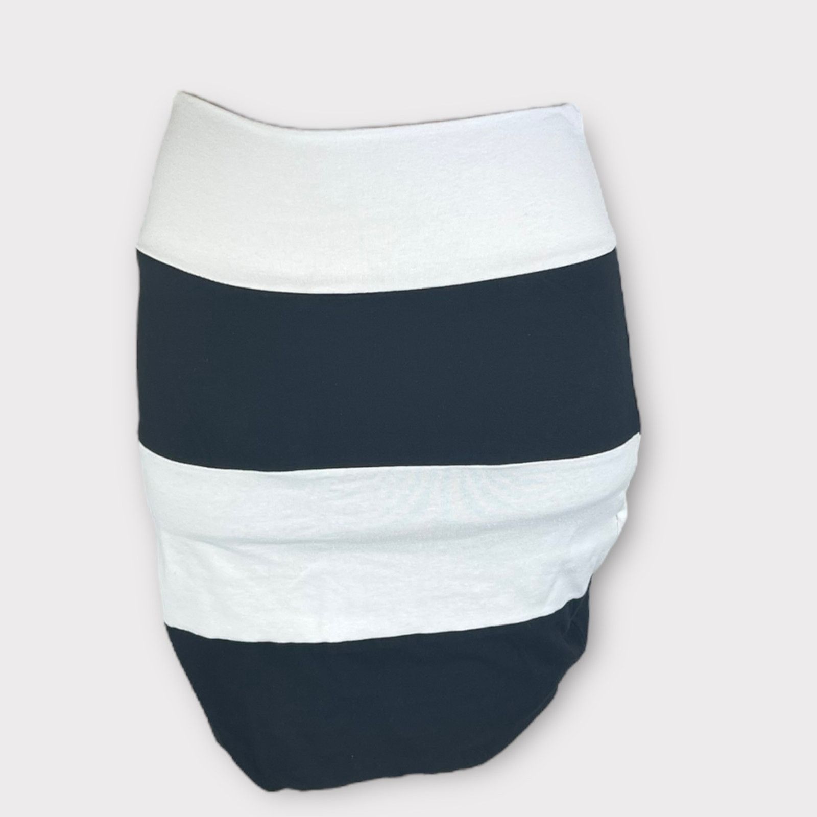 Vintage Lily White Black and White Wide Striped Mini Body-con Skirt Size 28" / US 6 / IT 42 - 5 Thumbnail