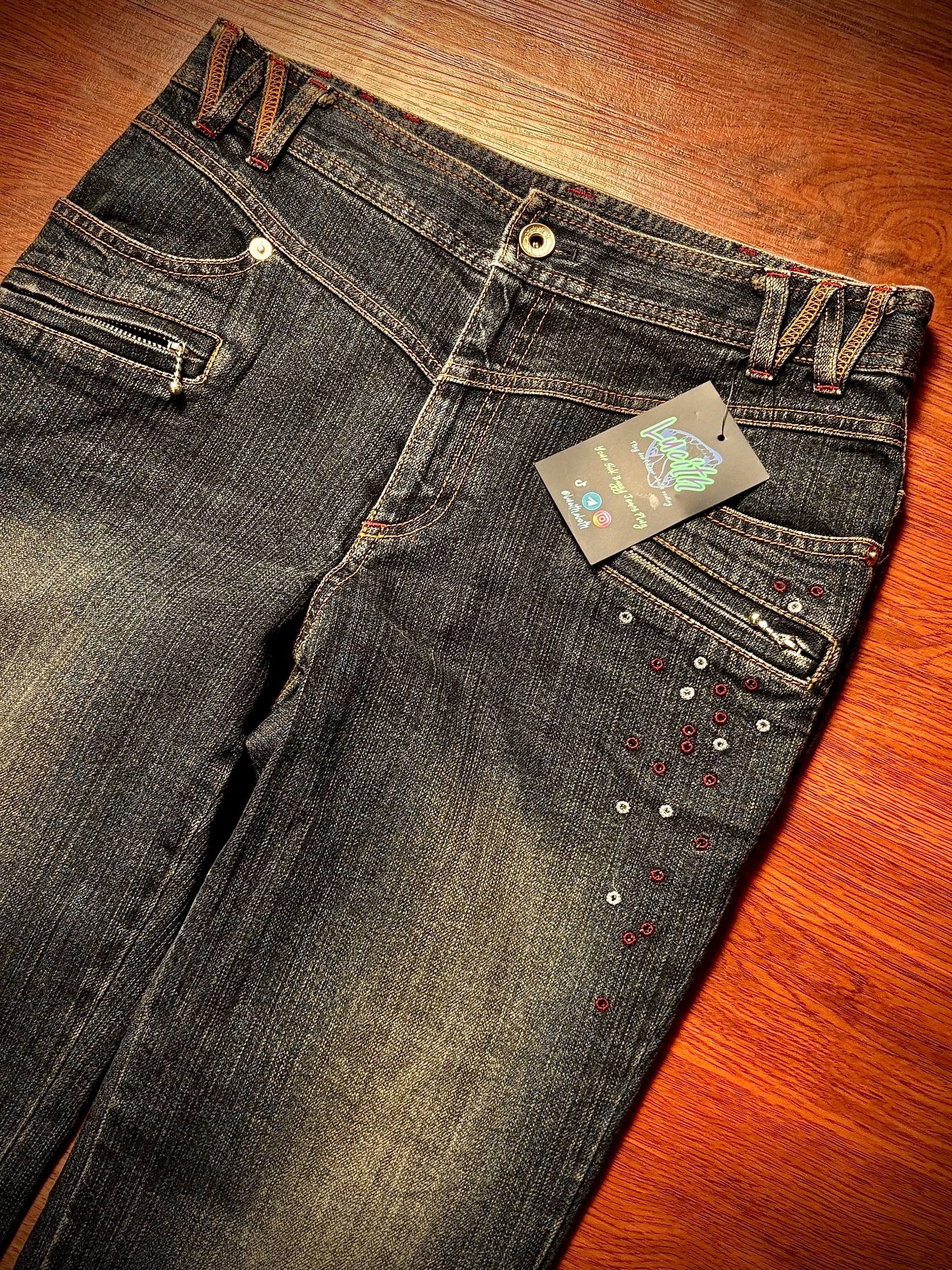 Comme des Garcons Vintage 00s Wrangler Studded Flare W Stitch Denim Pants Size 30" / US 8 / IT 44 - 2 Thumbnail