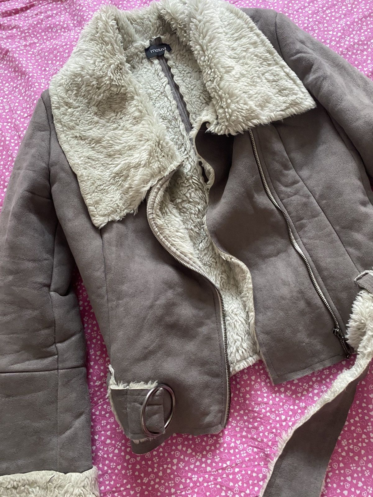 Designer 90s shearling bomber aviator jacket Size M / US 6-8 / IT 42-44 - 1 Thumbnail