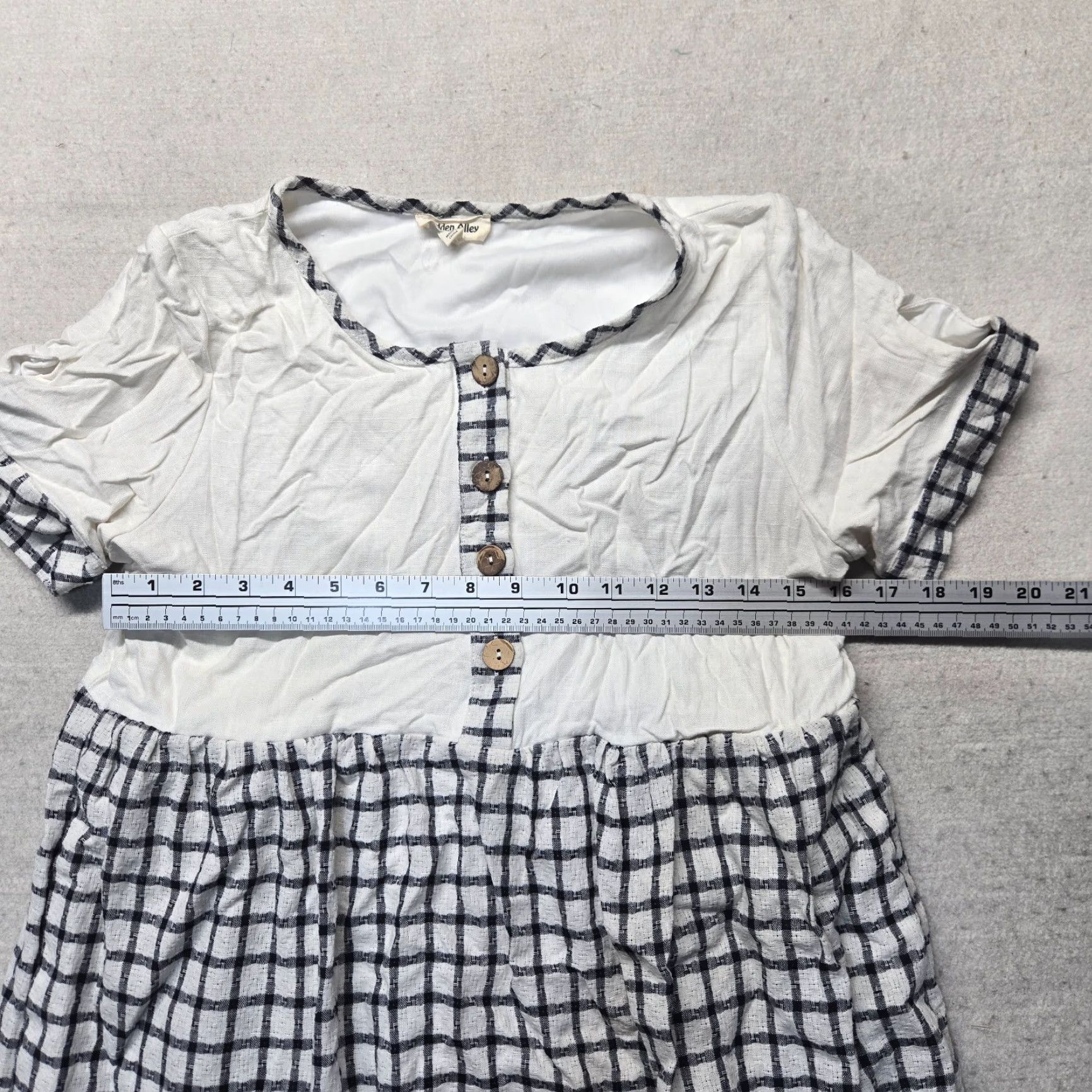 Vintage Hidden Alley Dress Womens Midi Striped Jersey Cotton A-Line Short Sleeve Round Neck Pockets Size M Black And White Size M / US 6-8 / IT 42-44 - 6 Thumbnail