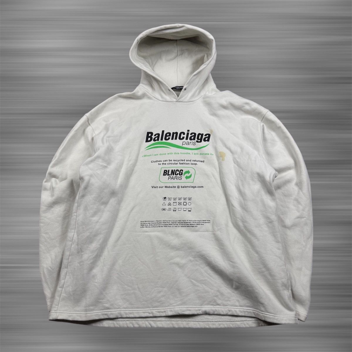 Balenciaga Balenciaga ‘Recycling’ White Pullover Hoodie Size US XL / EU 56 / 4 - 1 Thumbnail