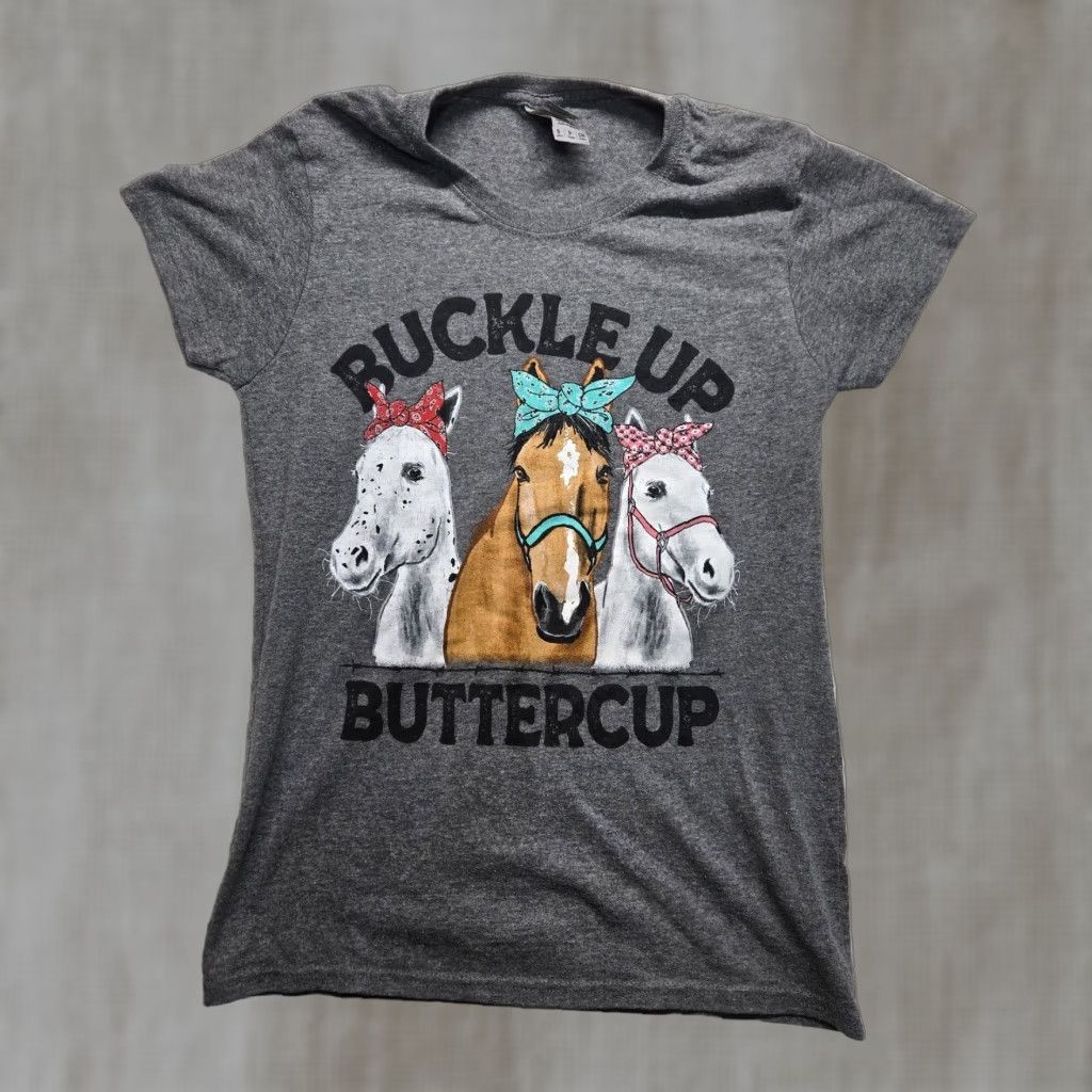 Vintage Gray Horse Tee Short Sleeve Women's Small T-Shirt Size S / US 4 / IT 40 - 1 Thumbnail
