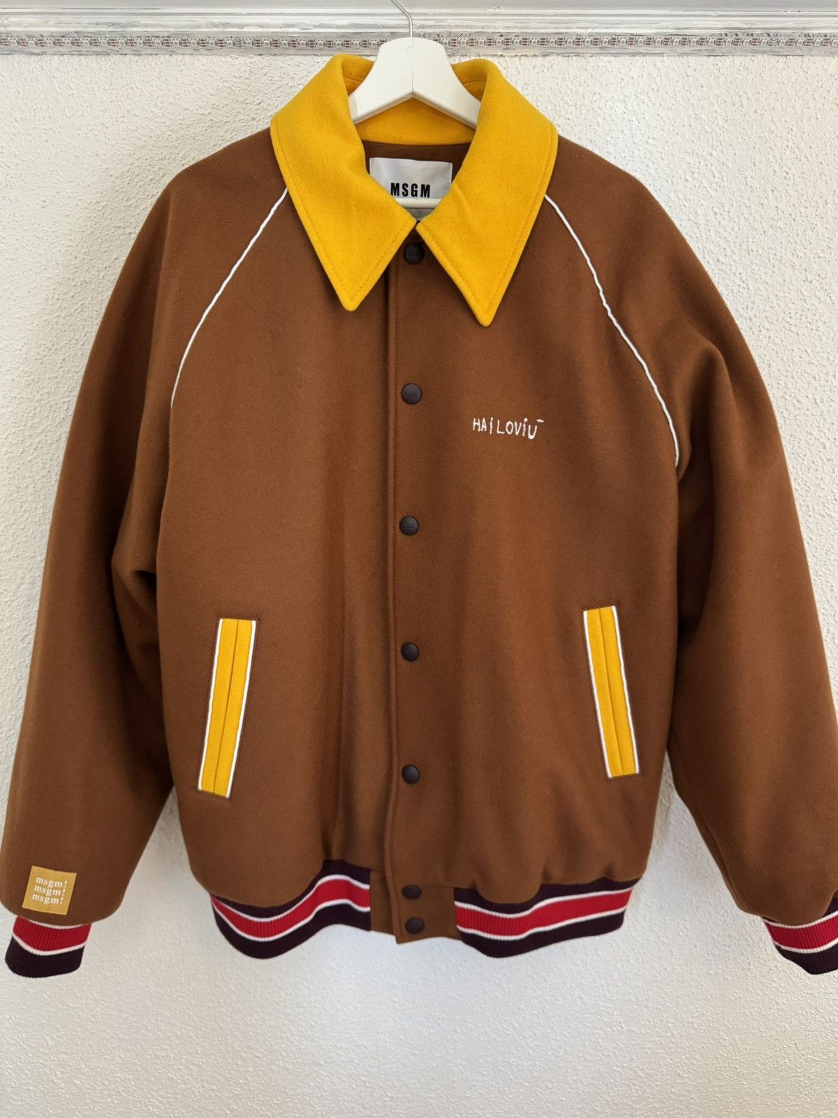 MSGM MSGM University of Causality Milano Brown Wool Bomber Size US M / EU 48-50 / 2 - 1 Thumbnail