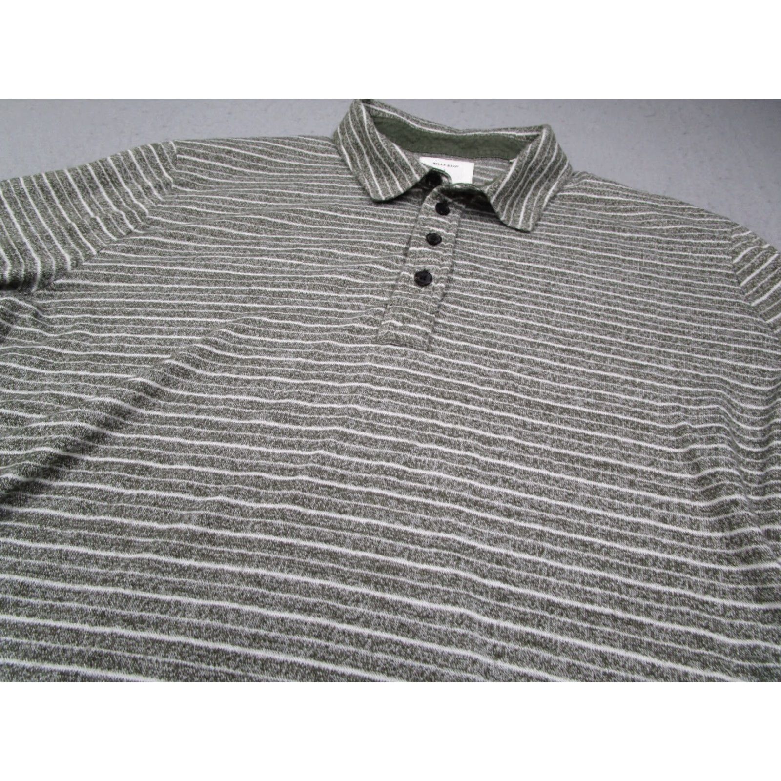 Billy Reid BILLY REID Shirt Mens Large Green Striped Polo Long Sleeve Work Golf Travel Size US L / EU 52-54 / 3 - 2 Thumbnail