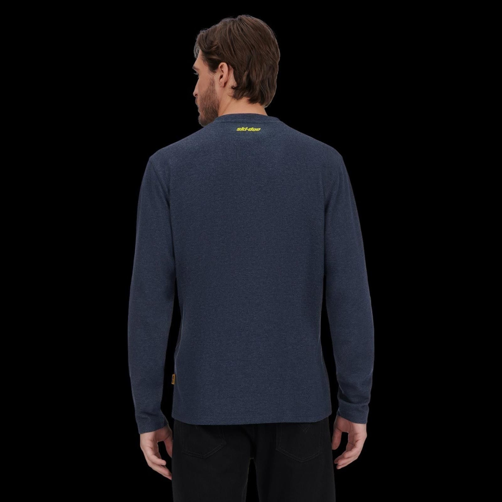 Ski-Doo Ski-Doo Men's Waffle Knit Thermal Henley, Denim Blue, S Size ONE SIZE - 2 Thumbnail