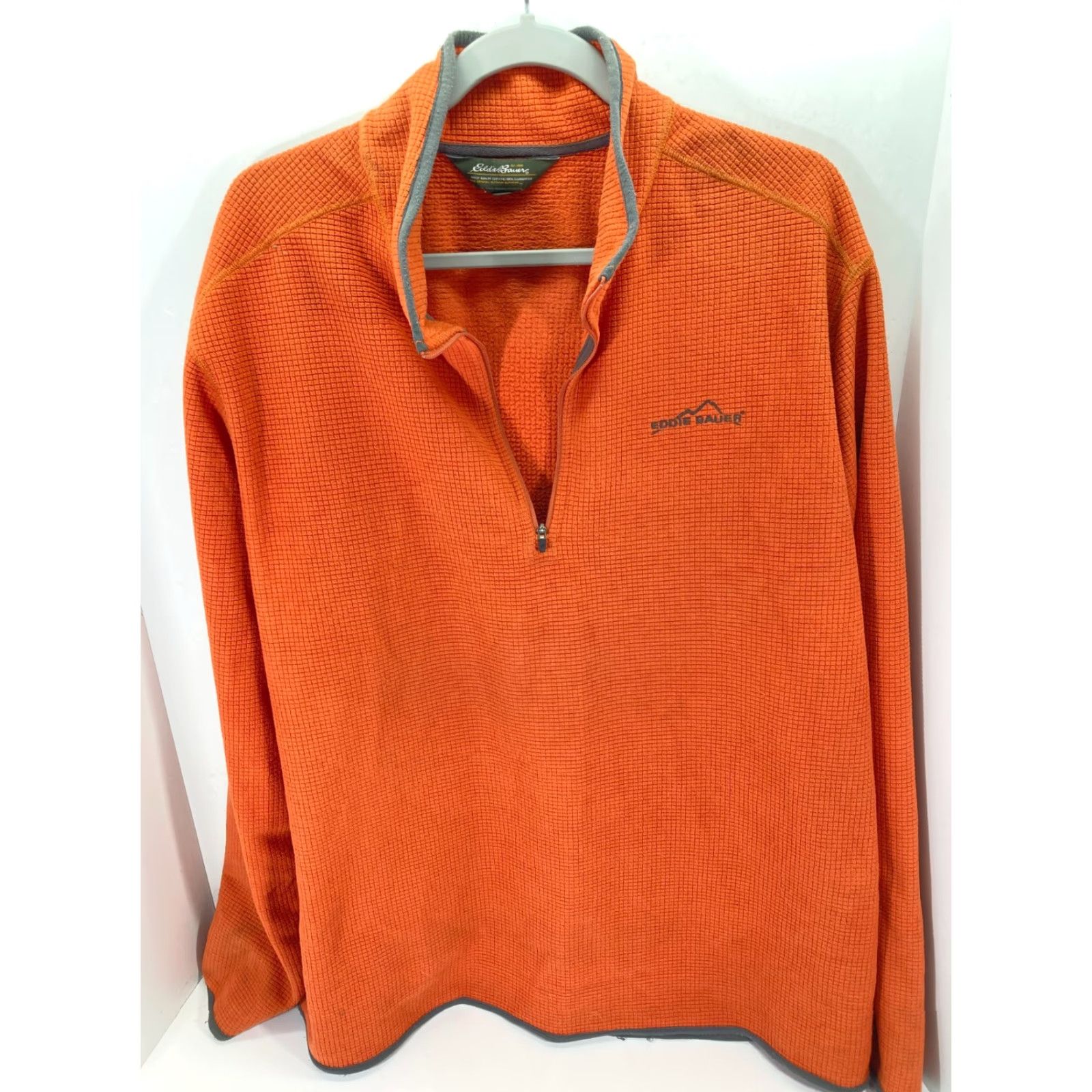 Eddie Bauer Eddie Bauer Sweater Mens L Orange Waffle Grid 1/4 Zip Outdoor Logo Pullover Size US L / EU 52-54 / 3 - 3 Thumbnail