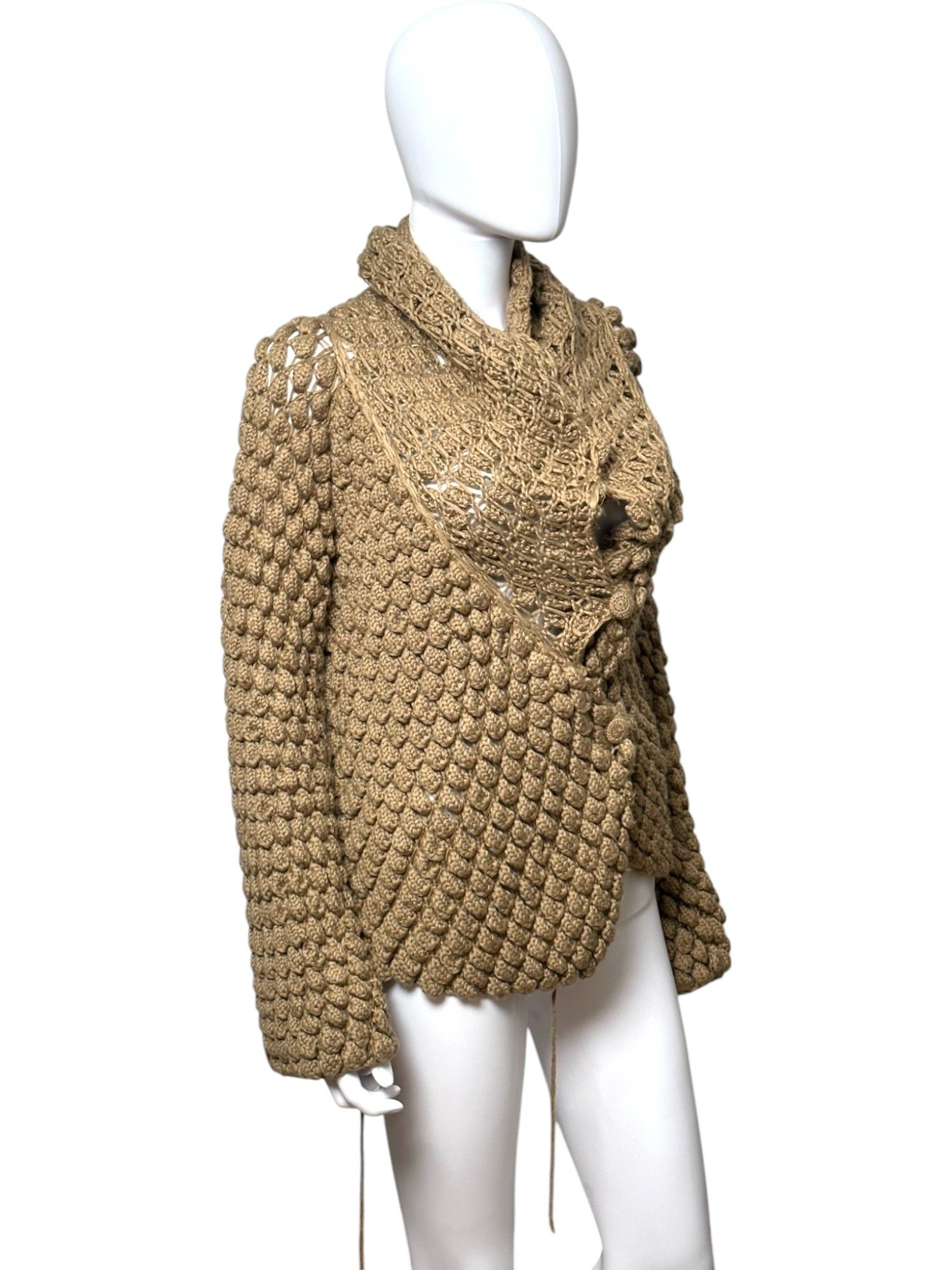 Roberto Cavalli Knitted Brown Wool Cardigan Size M / US 6-8 / IT 42-44 - 3 Thumbnail