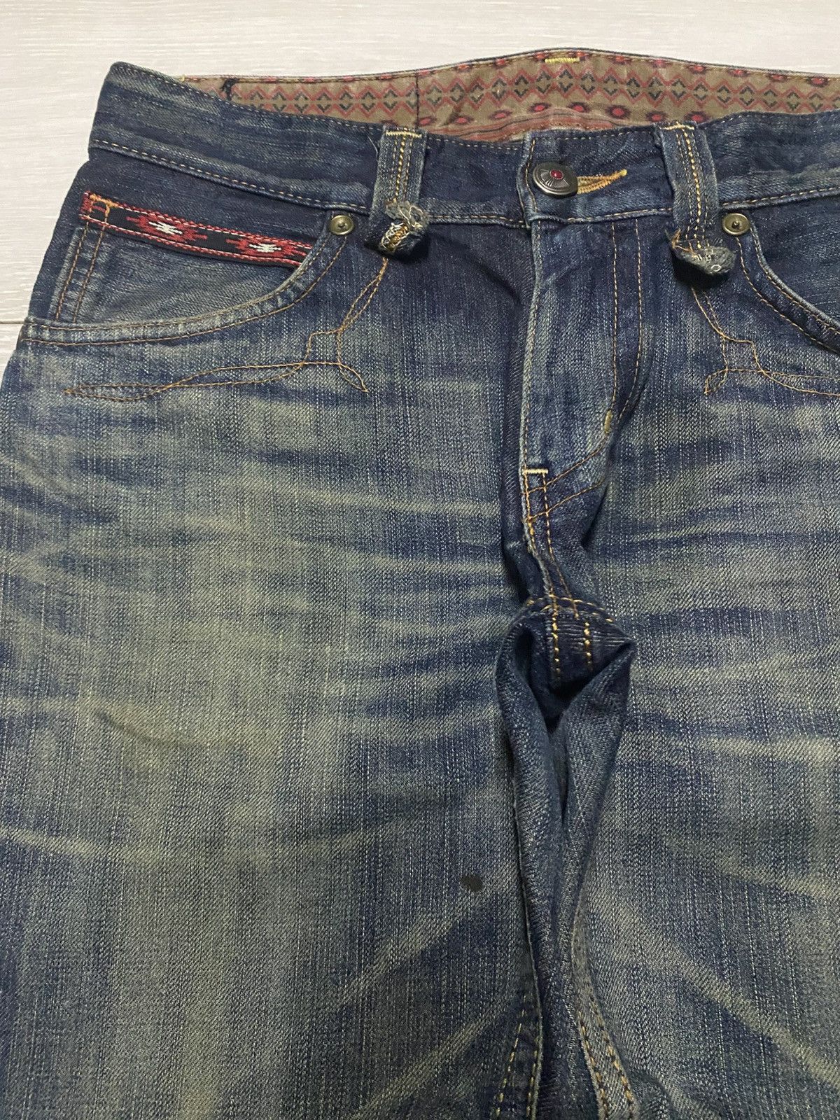 Edwin Vintage Edwin XV Mud Wash Honeycomb Distressed Loose Jeans Size US 31 - 7 Thumbnail