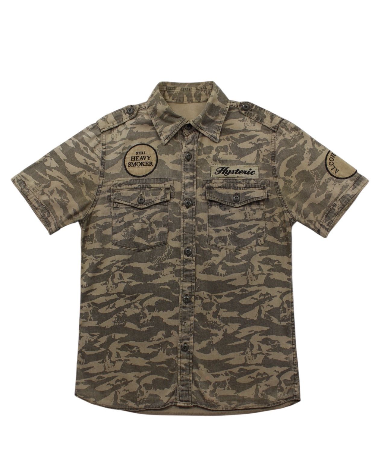 Hysteric Glamour 2000S HYSTERIC GLAMOUR HEAVY SMOKER SKULL CAMO PATCH SHIRT Size US M / EU 48-50 / 2 - 1 Thumbnail