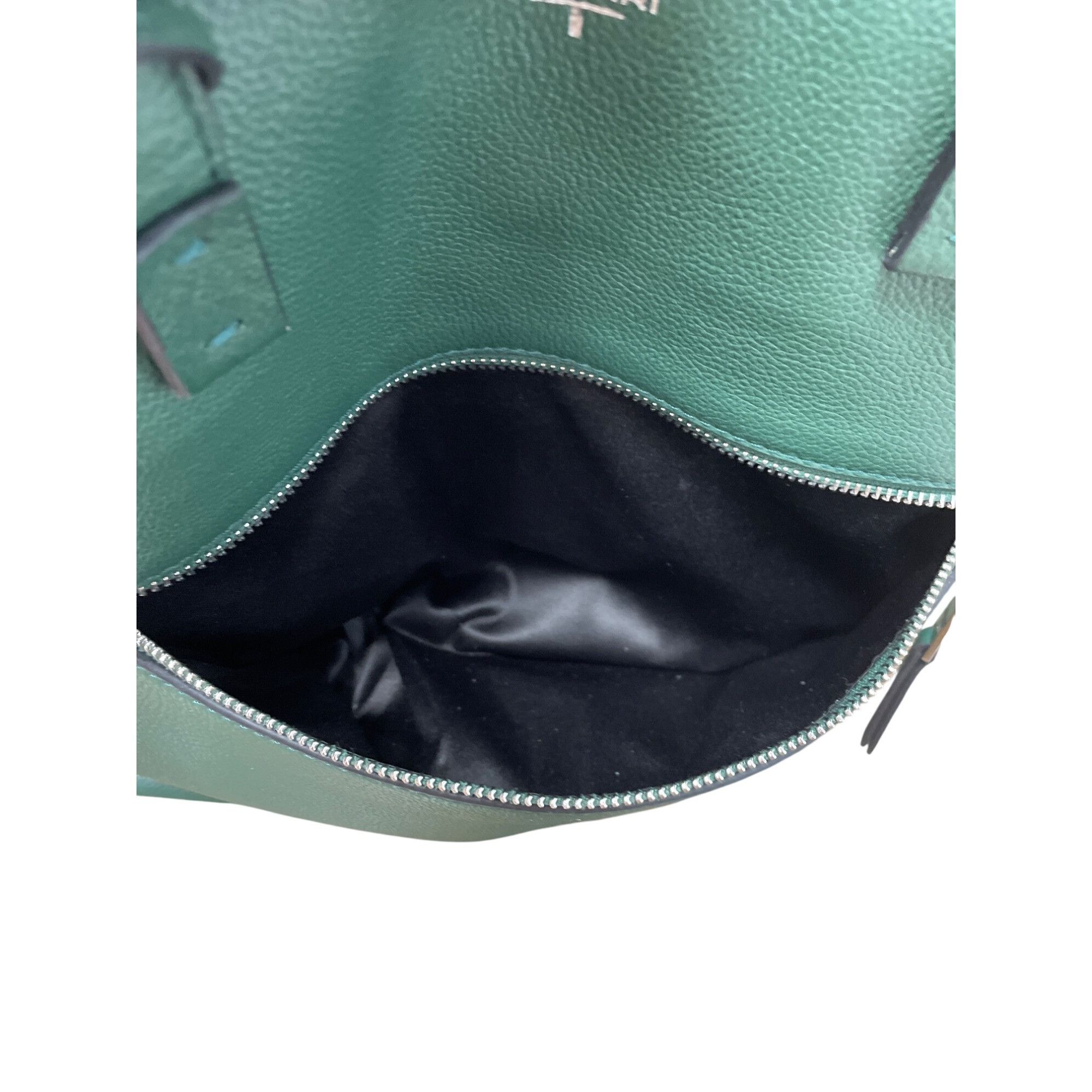 Other Tahari Womans Green Pebbled Leather Tote HandBag Silver Char Size ONE SIZE - 17 Thumbnail