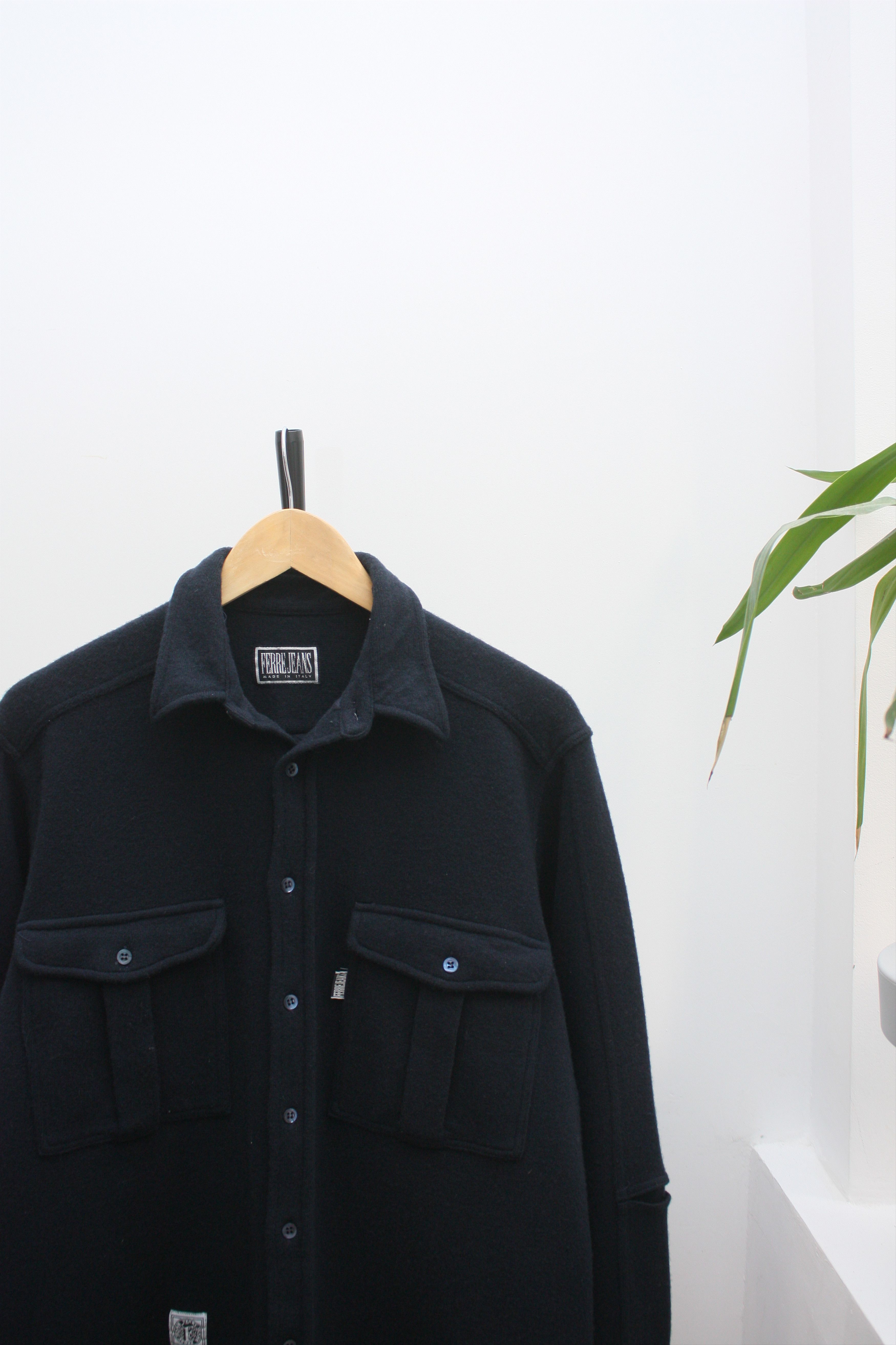 Ferre Ferre Jeans Vintage Wool Dark Navy Overshirt Made In Italy Size US M / EU 48-50 / 2 - 1 Thumbnail