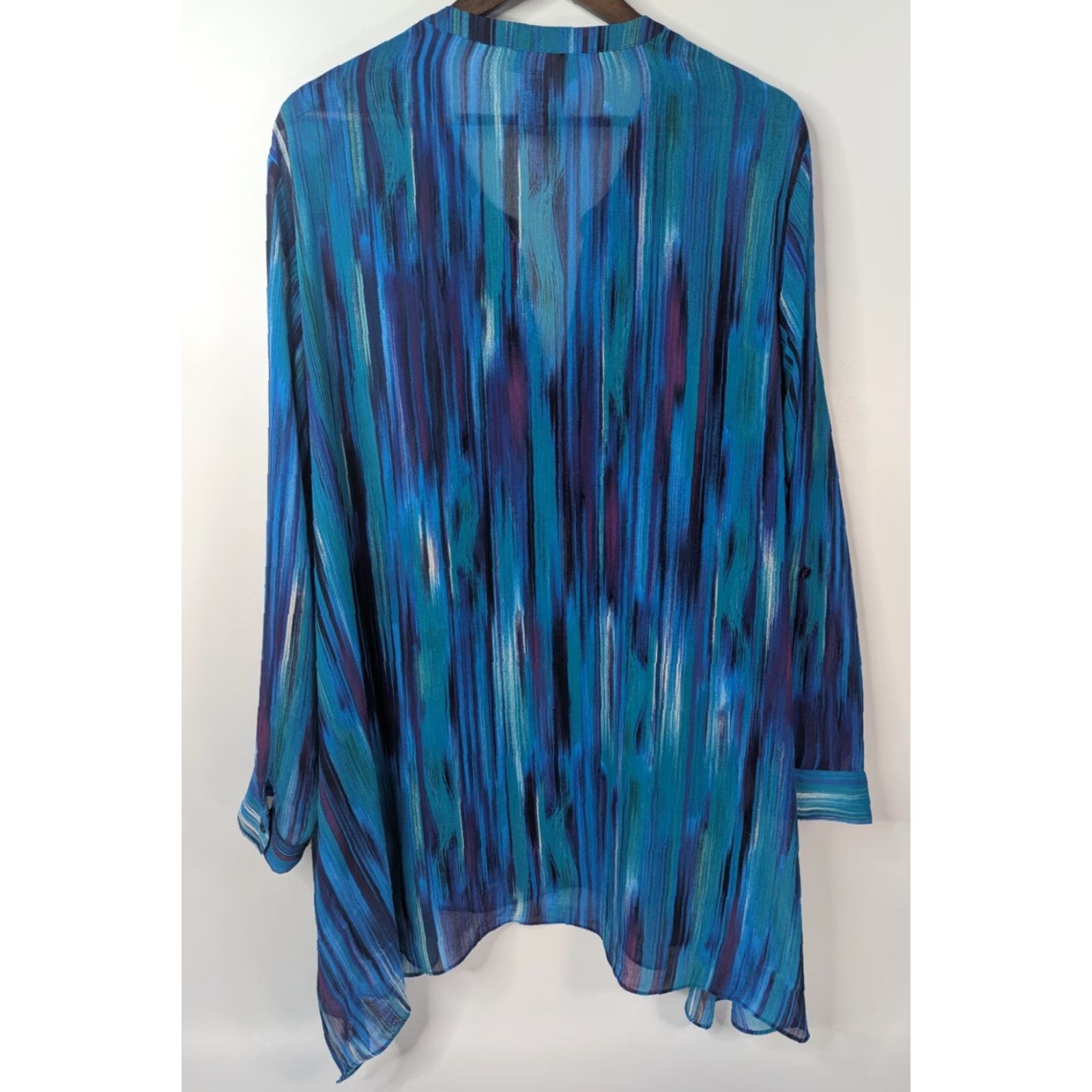 Vintage Catherines Boho Beaded Tunic Top Sheer Flowy Asymmetric Plus 3X 26/28W Festival Shirt Women Mens? Size XXL / US 16-18 / IT 52-54 - 4 Thumbnail