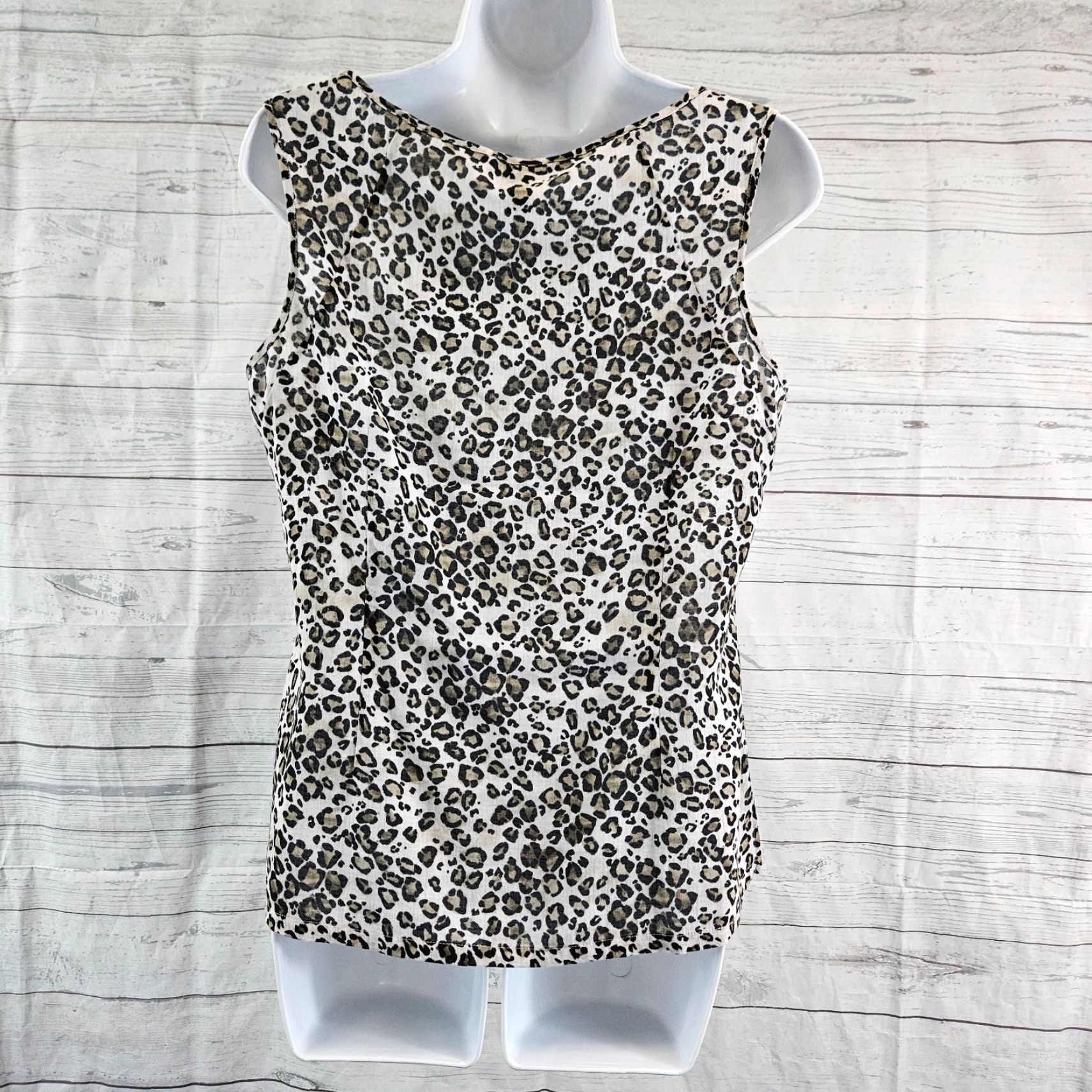 Tommy Bahama Tommy Bahama Tank Top Womens Small Black Brown Animal Print Cotton Shirt Ladies | Multicolor Sleeveless 19" Width 22.5" Length Size S / US 4 / IT 40 - 4 Thumbnail