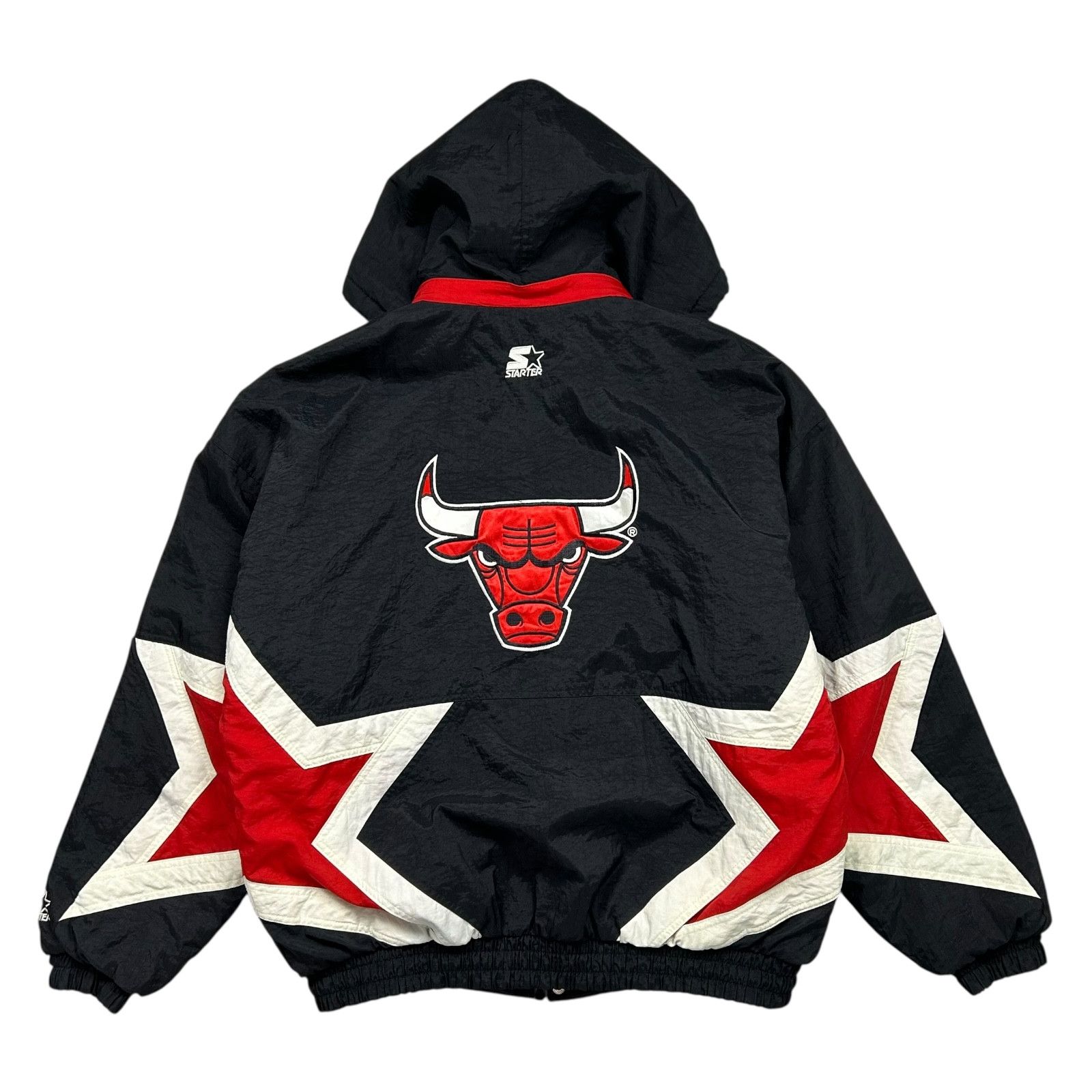 NBA VTG 90s CHICAGO BULLS STARTER STAR LOGO PUFFER JACKET Size US XL / EU 56 / 4 - 1 Thumbnail