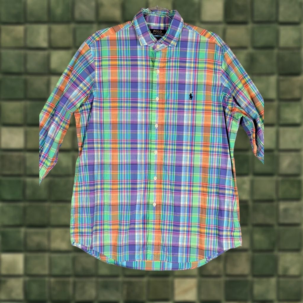 Polo Ralph Lauren Polo Ralph Lauren Pastel Plaid Shirt Mens L Long Sleeve Stretch Cotton Preppy Shirt Size US L / EU 52-54 / 3 - 1 Thumbnail