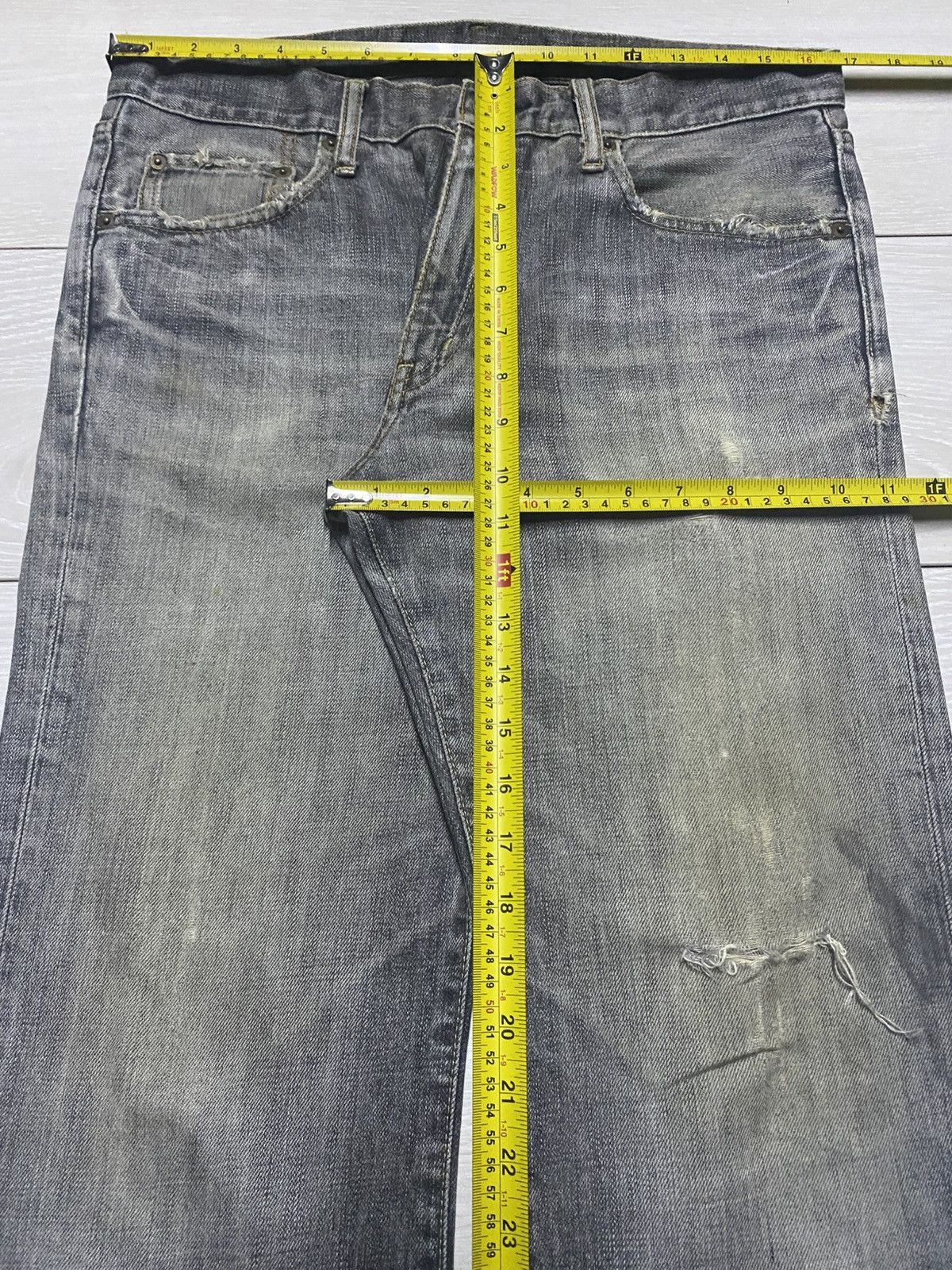 Undercover × Uniqlo Vintage Uniqlo B002 Grey Denim Distressed Flare Bootcut Jean Size US 33 - 12 Thumbnail