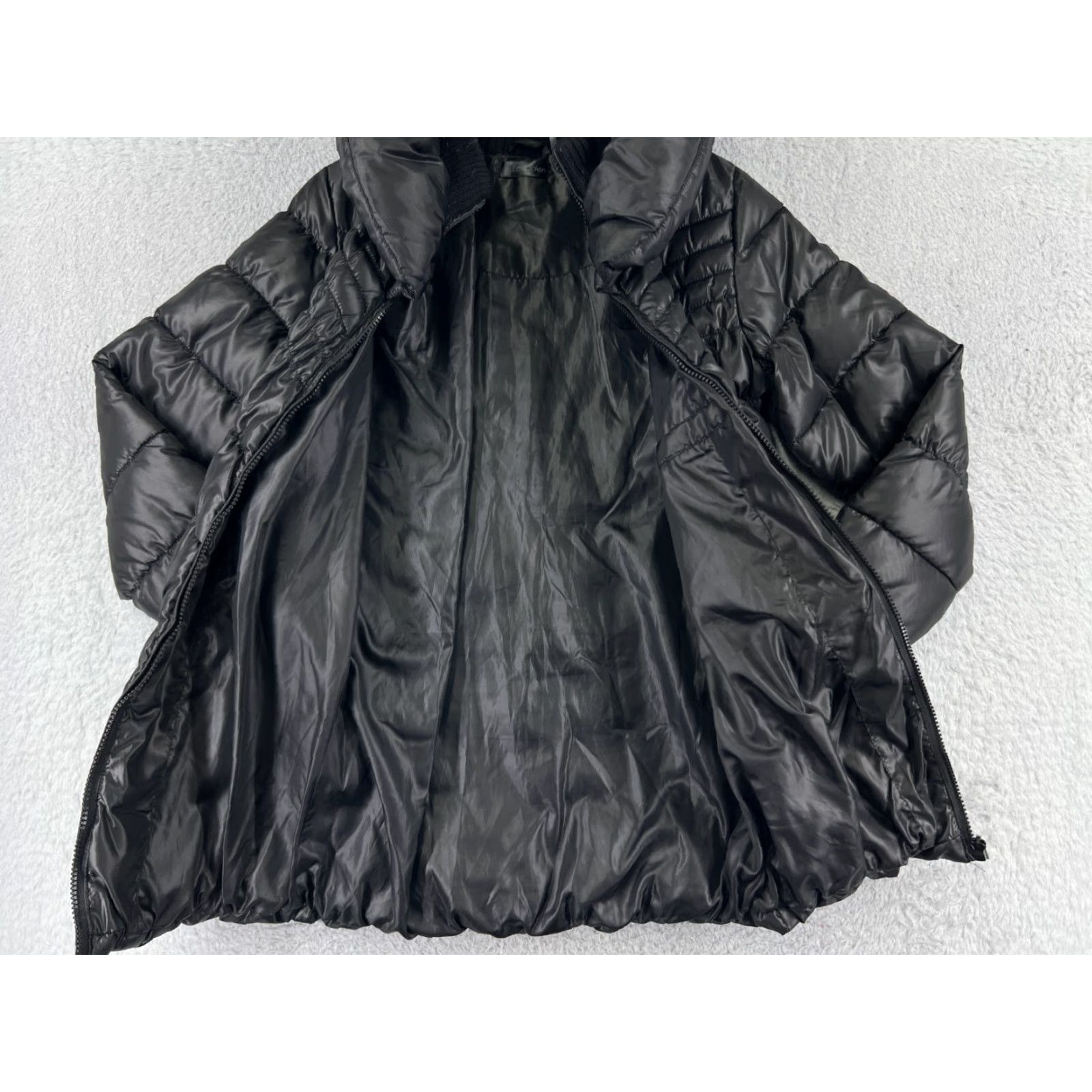 Vintage Love Token Jacket Womens XS Black Puffer Long Zip Belted Full Zip Hooded Quilted Solid Polyester Jacket Size XS / US 0-2 / IT 36-38 - 5 Thumbnail