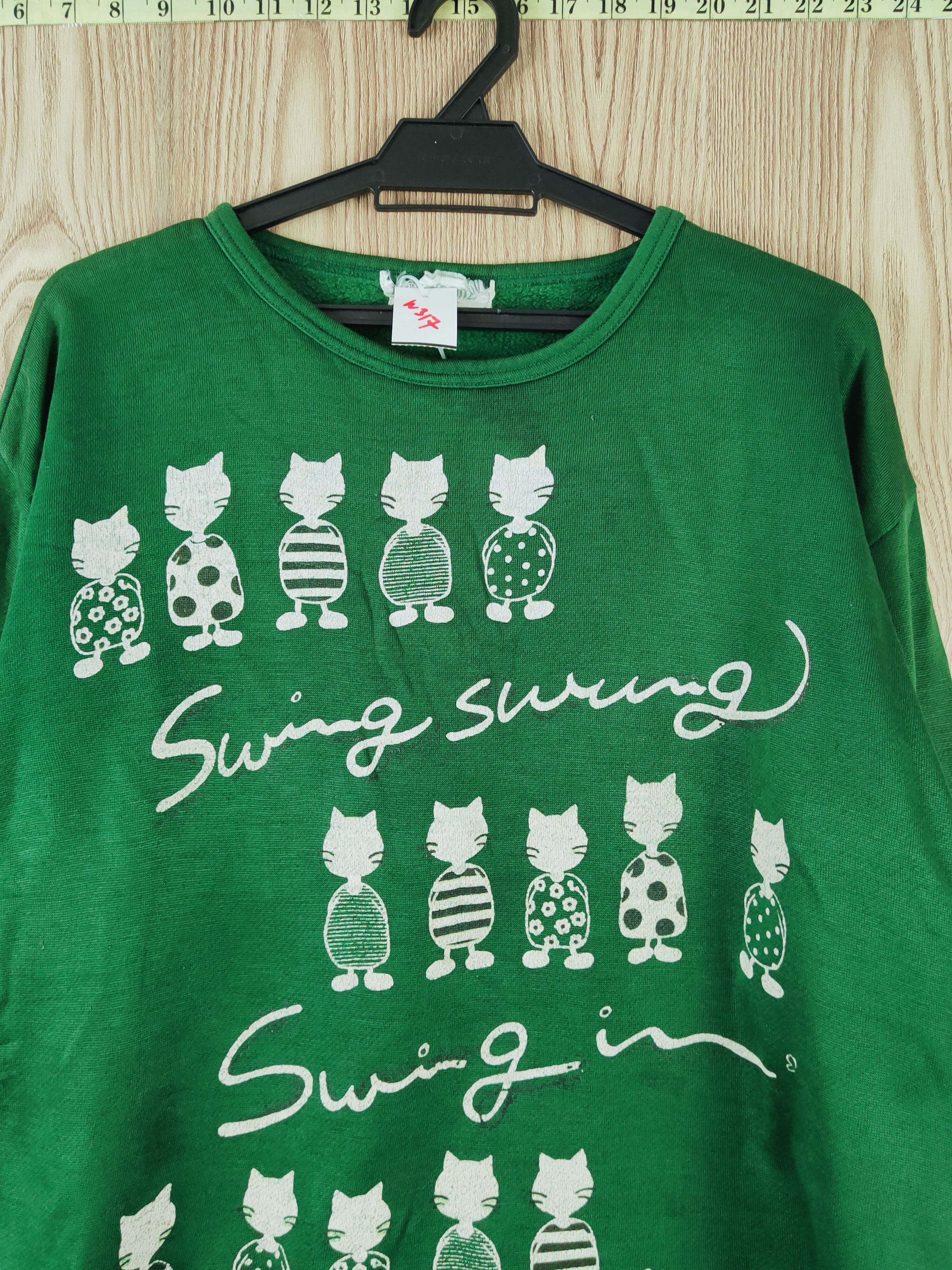 Japanese Brand × Vintage Comomi vintage cat Green Sweatshirts #W417 Size M / US 6-8 / IT 42-44 - 2 Thumbnail