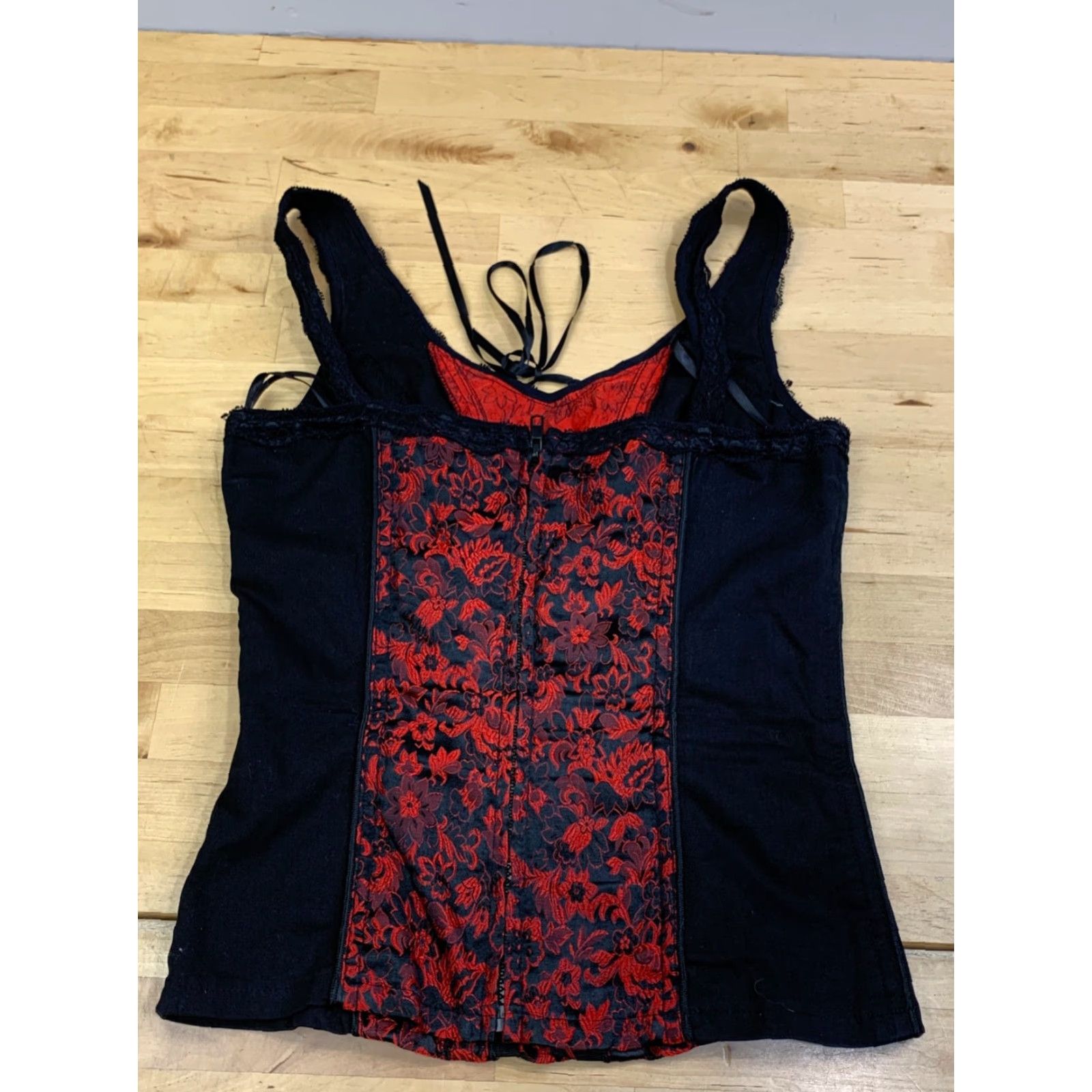 Tripp NYC VINTAGE TRIPP NYC Corset Lace Floral Black Red Grunge Rave 12986 S/M Women's Nightwear Party/Cocktail Spring Summer Grunge Shirts Womens Size S / US 4 / IT 40 - 7 Thumbnail