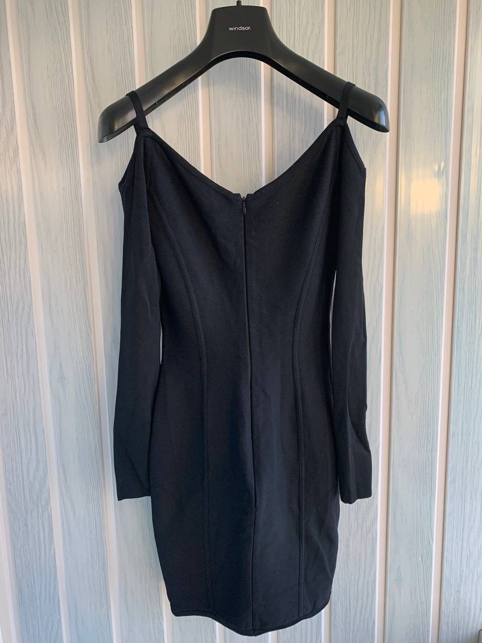 Herve Leger Vintage 1990s Herve Leger Black Viscose Rayon Bodycon Dress Size M / US 6-8 / IT 42-44 - 2 Thumbnail