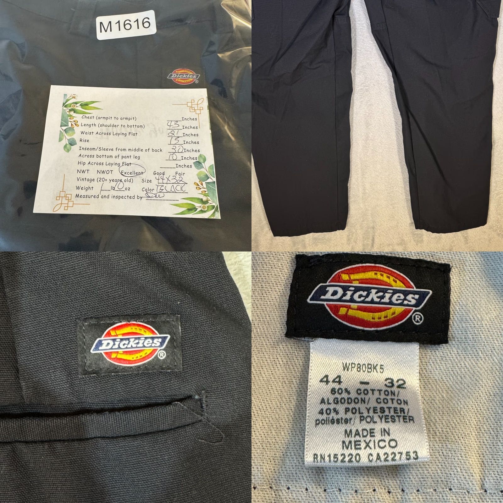 Dickies Dickies Work Pants Men 44 x 32 Black Polyester High Rise Utility Outdoor Pants Size US 44 / EU 60 - 8 Thumbnail