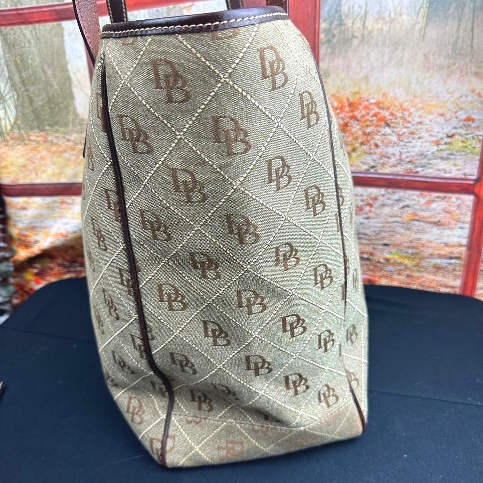 Dooney & Bourke Dooney & Bourke Signature Canvas Tote Leather Accents Brown Size ONE SIZE - 6 Thumbnail