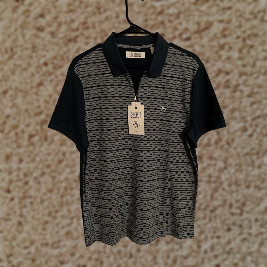 Vintage Penguin by Musingwear Polo Shirt Blue Wing Teal 1/4 Zip S/S Men Medium -New- Size US M / EU 48-50 / 2 - 1 Thumbnail