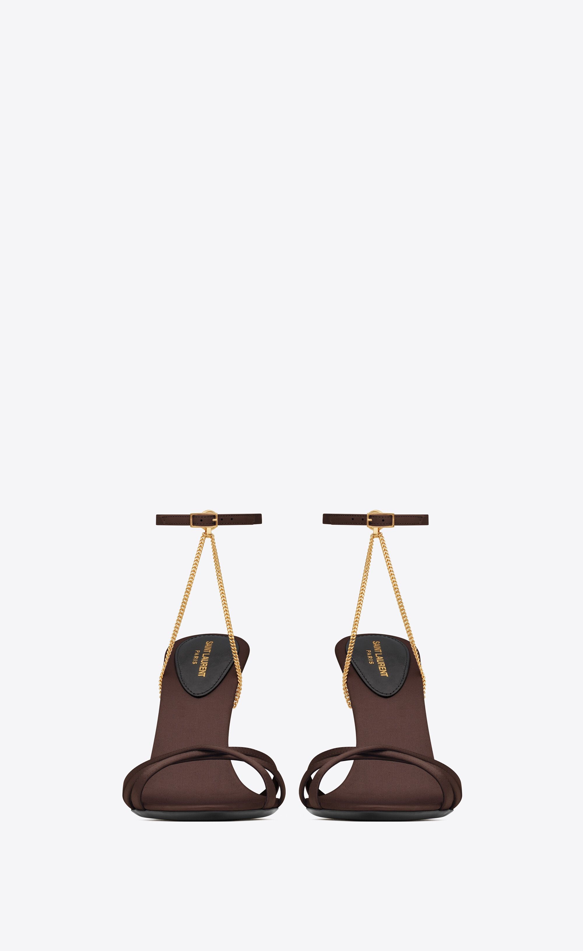 Saint Laurent Paris o1tp1o0125 Melody Sandals in Crepe Satin in Dark Chocolate Size US 6.5 / IT 36.5 - 3 Thumbnail