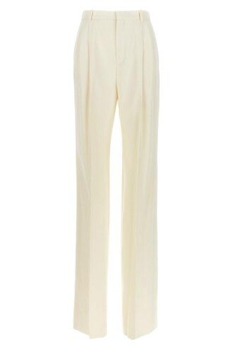 Saint Laurent Paris oc11z1125 High-Waisted Pants in Wool Gabardine in Cream Size 26" / US 2 / IT 38 - 1 Preview