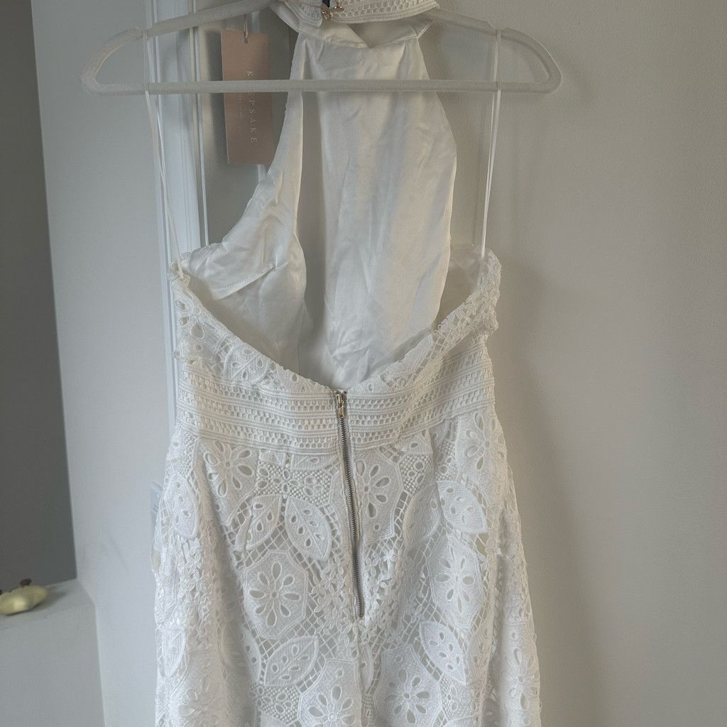 Other Keepsake White Halter Lace Jumpsuit Size M Size 32" / US 10 / IT 46 - 11 Thumbnail