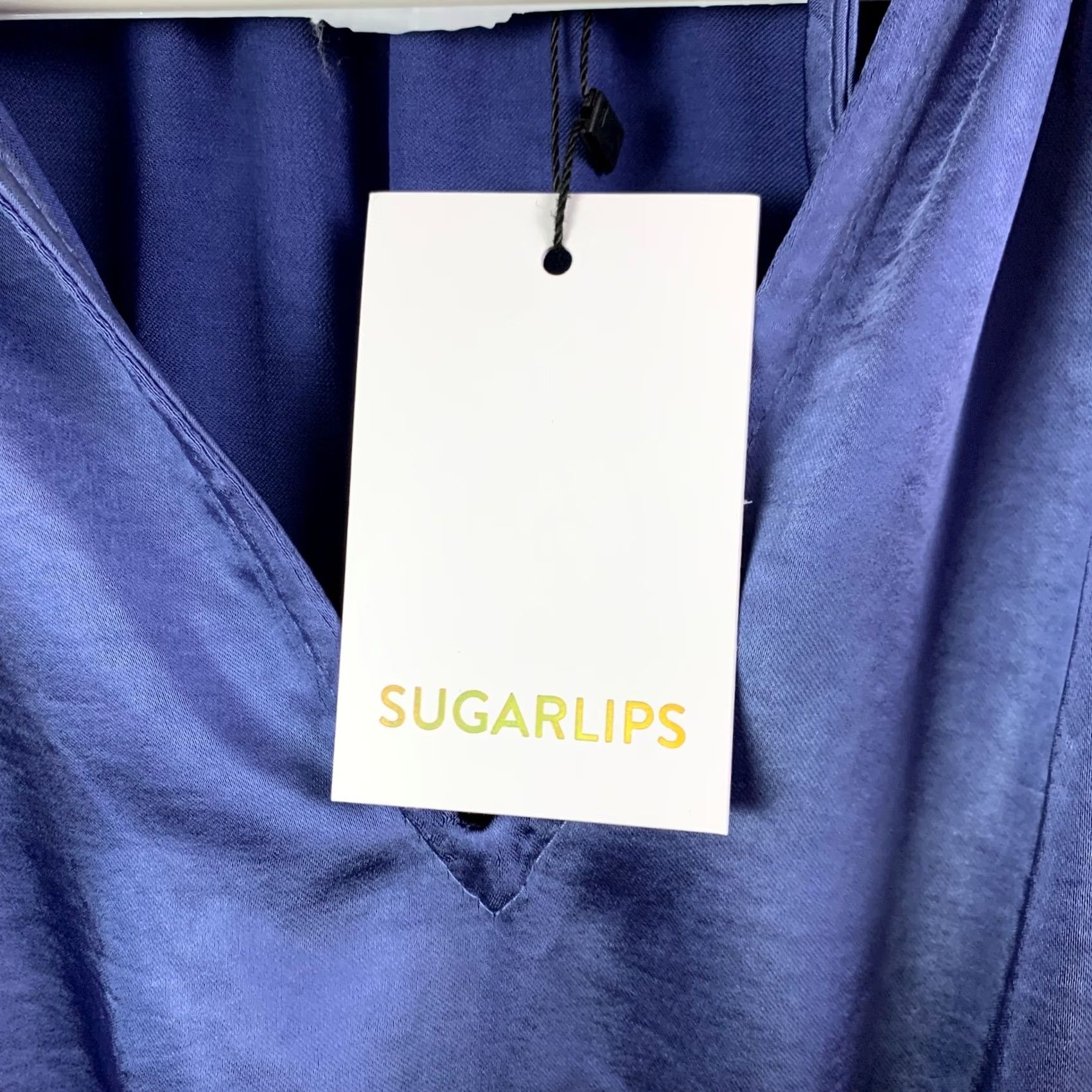 Sugar Sugarlips Sugar Lips Blue Satin Boutique Midi Dress S NWT Long Sleeve Cap Sleeve Fit & Flare Casual Party/Cocktail Travel Womens Modern Satin Dress Size S / US 4 / IT 40 - 4 Thumbnail