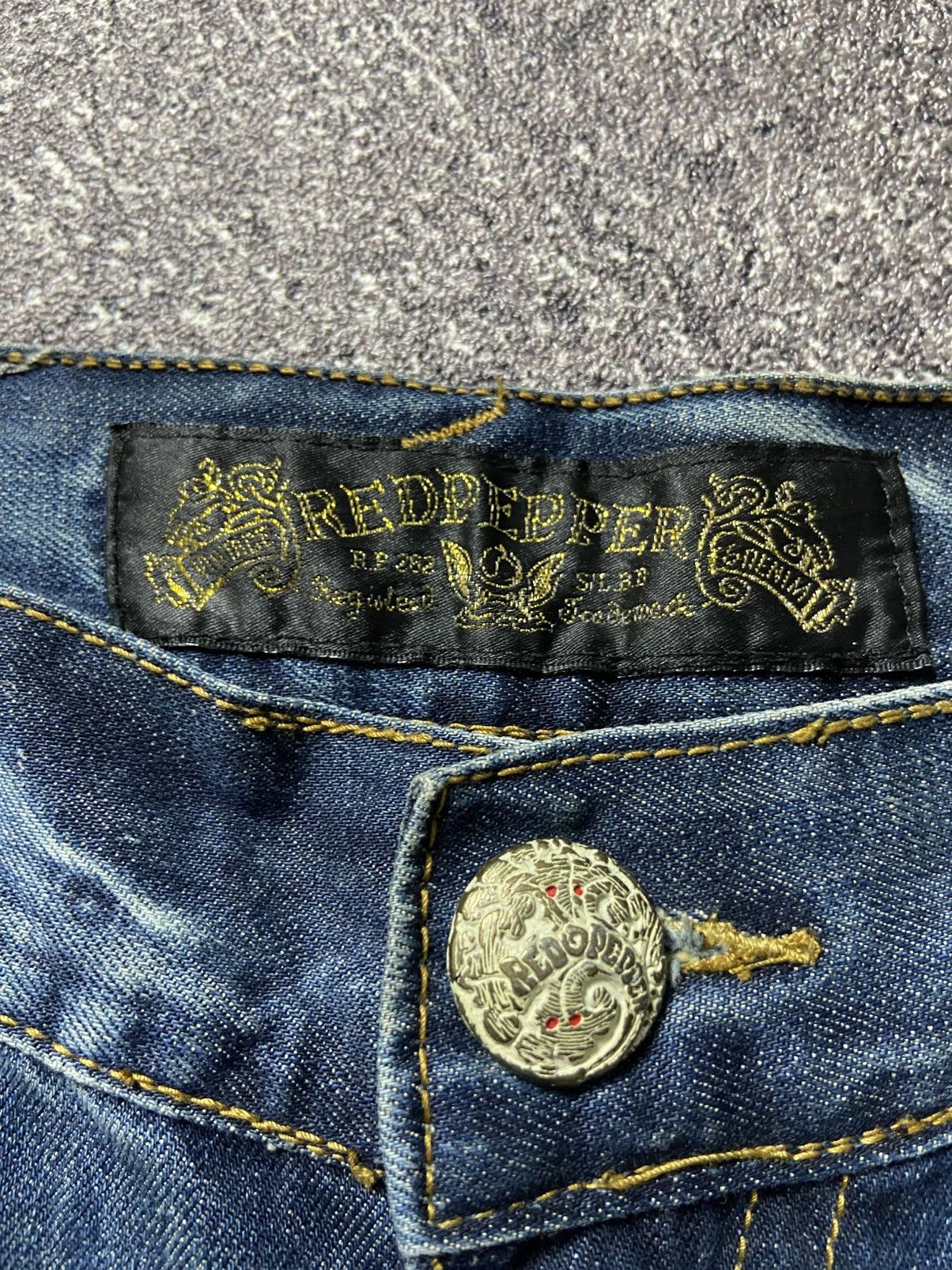 Japanese Brand × Mari's Rock Red pepper skull denim Size US 34 / EU 50 - 2 Thumbnail