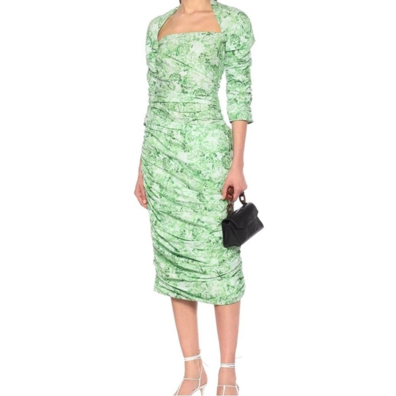 Ganni Ganni Floral cotton-poplin midi dress Green 34 Size XS / US 0-2 / IT 36-38 - 3 Thumbnail