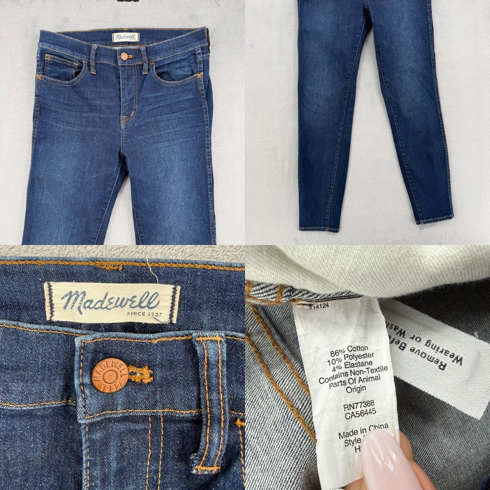 Madewell Madewell High Riser Skinny Jeans Dark Indigo Blue Stretch Denim Women's Size 28 Size 28" / US 6 / IT 42 - 8 Thumbnail