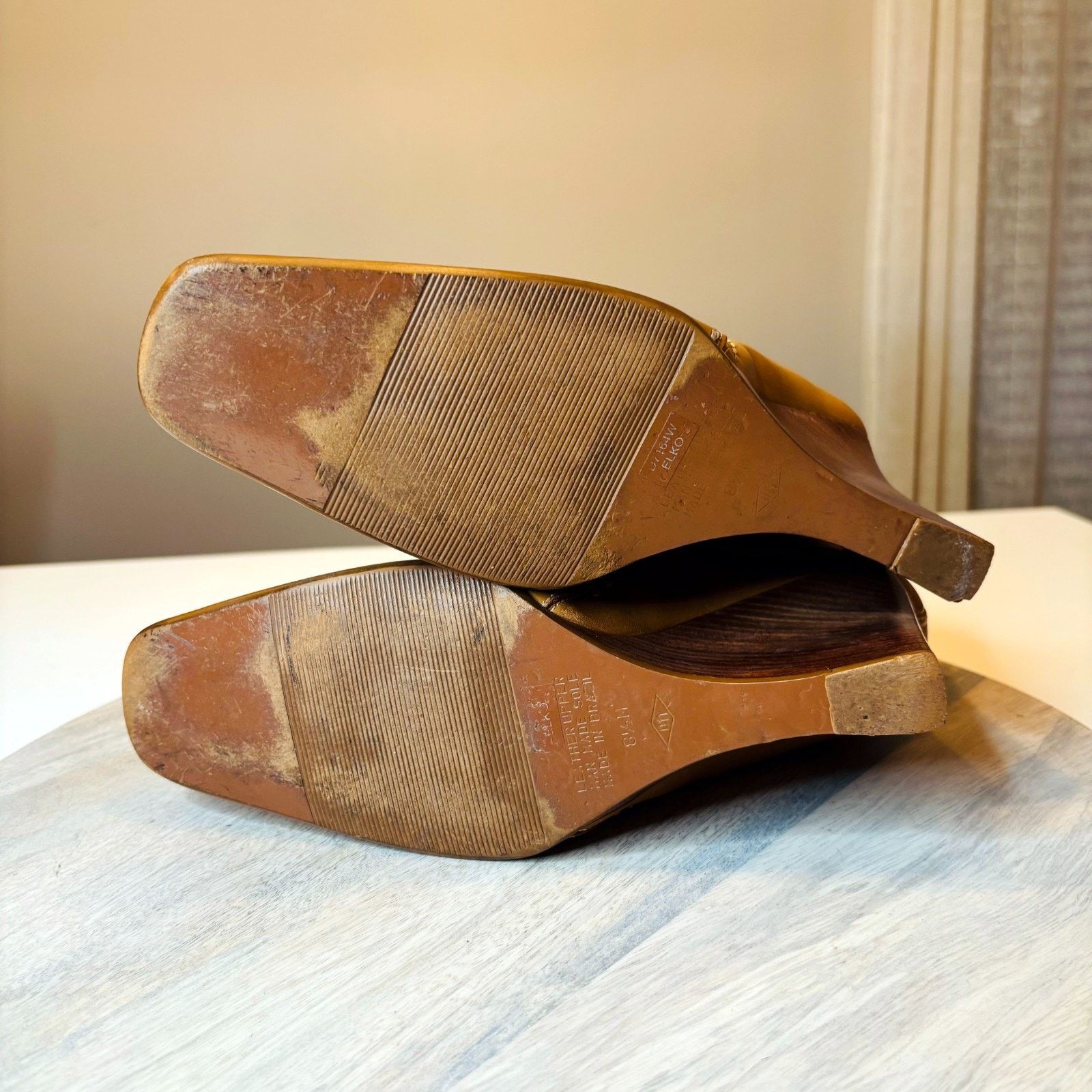 Diba True Diba Elko Tan Leather Wedge Boots 8.5 Made in Brazil Size US 8.5 / IT 38.5 - 7 Thumbnail