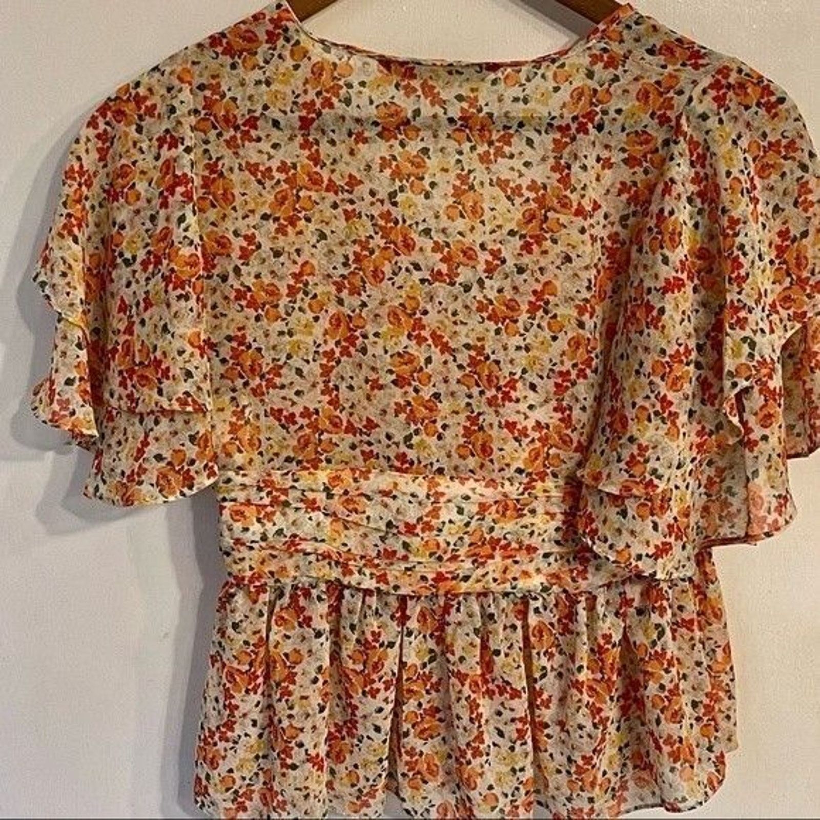 Zara Zara Shirt Women's Small Ditsy Floral Blouse Cottagecore Size S / US 4 / IT 40 - 7 Thumbnail