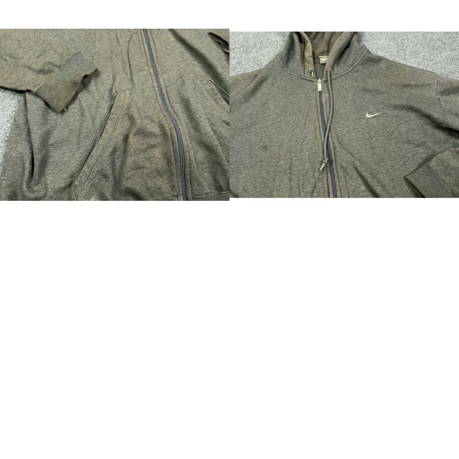 Nike VINTAGE Distressed Nike Sportswear Gray Full Zip Hoodie Sweatshirt Mens 2XL Heavyweight Cotton Blend - 90s Retro Graphic Print Size US XXL / EU 58 / 5 - 8 Thumbnail